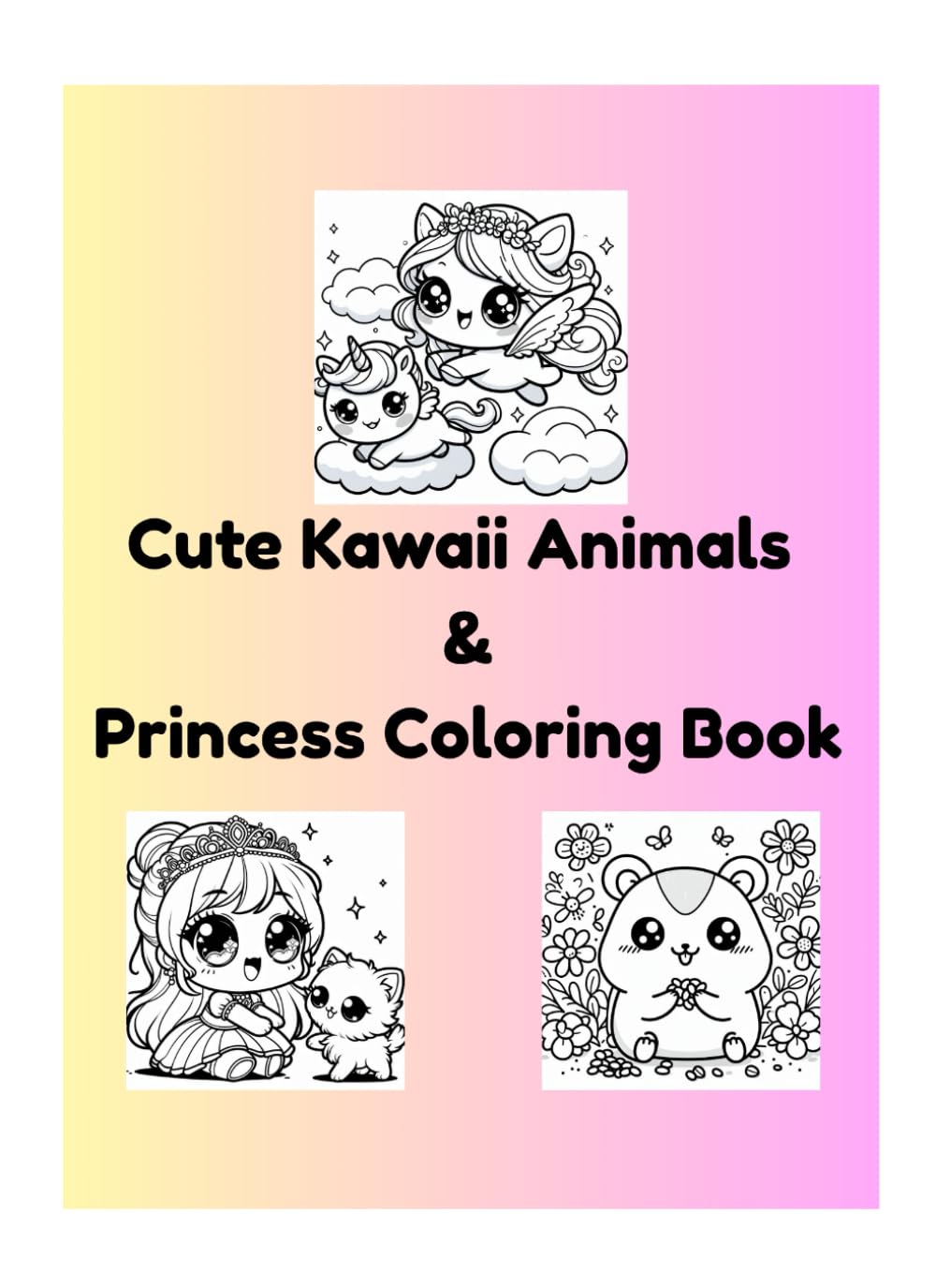 Cute Kawaii Animals & Princess Coloring Book