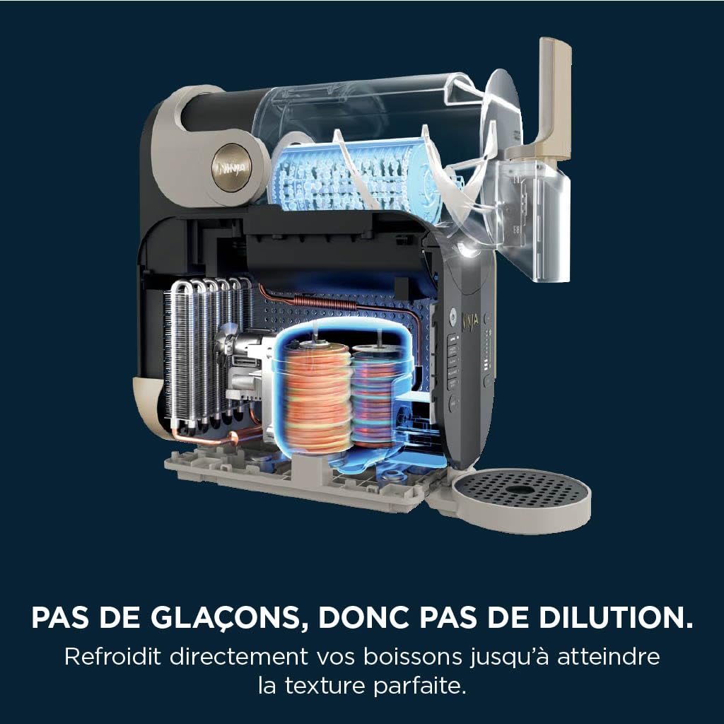 Ninja SLUSHi Machine à granités, Sans glace ni préparation, Grande capacité 1,9L, 5 modes préréglés, Boissons glacées comme cocktails, frappés, milkshakes et jus glacés, Pierre Or, FS301EUSTGD