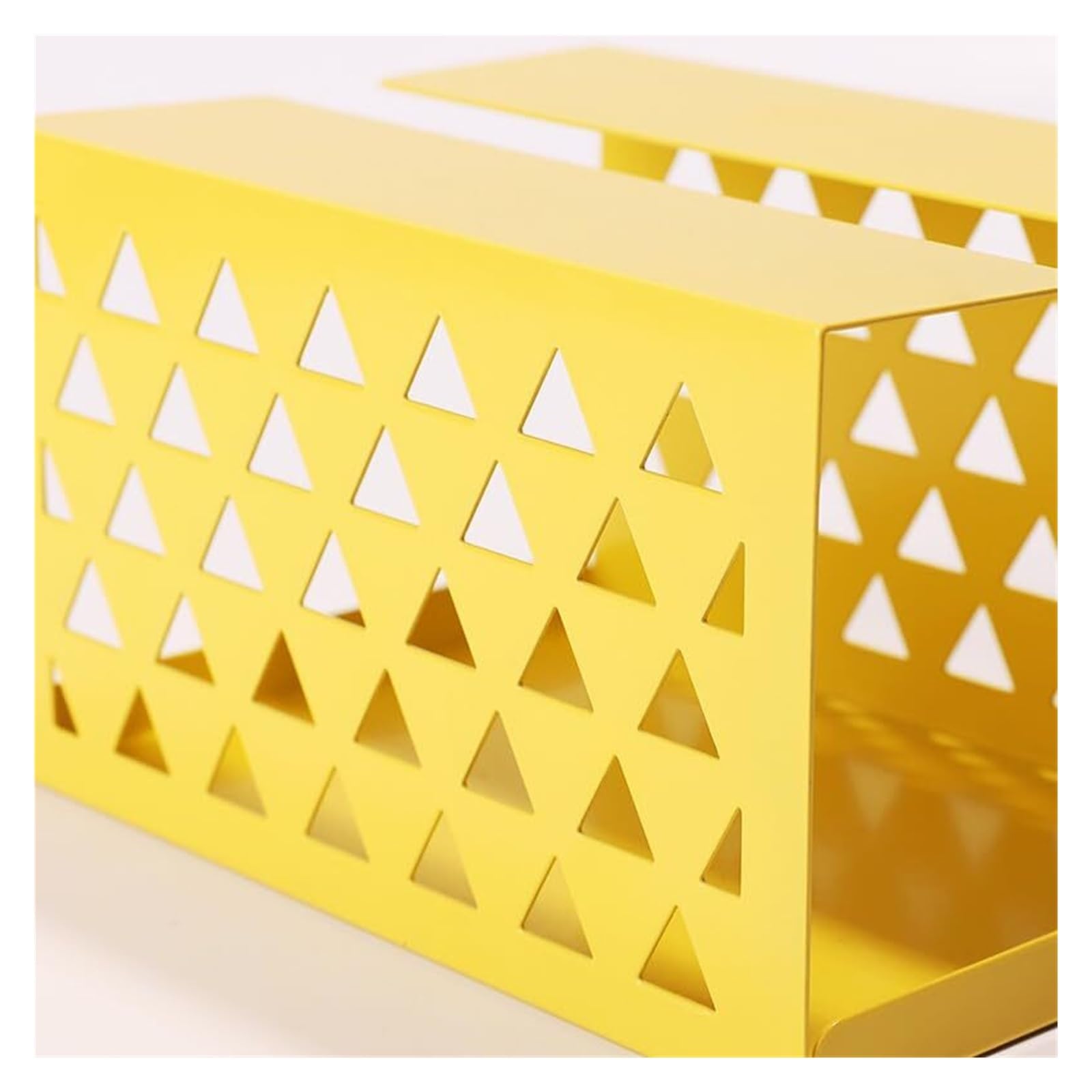 Portarrollos Decorativos Caja de pañuelos Hierro Hueco, Soporte Rectangular Metal, servilleta Papel Abierta Creativa Artículos para el hogar(Yellow)