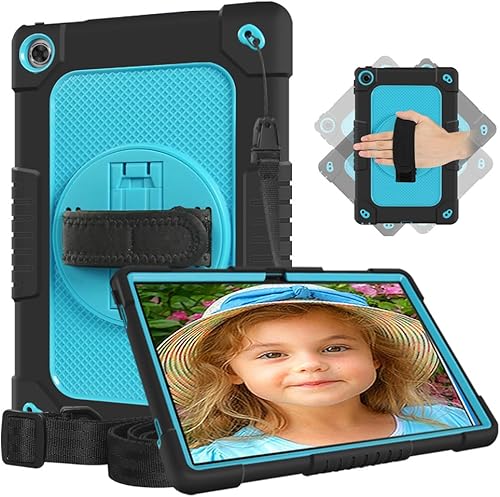 Funda para niños para Lenovo Tab M10 Plus 3 generación de 10.6 pulgadas, correa de mano con soporte giratorio para niños, a prueba de golpes, para