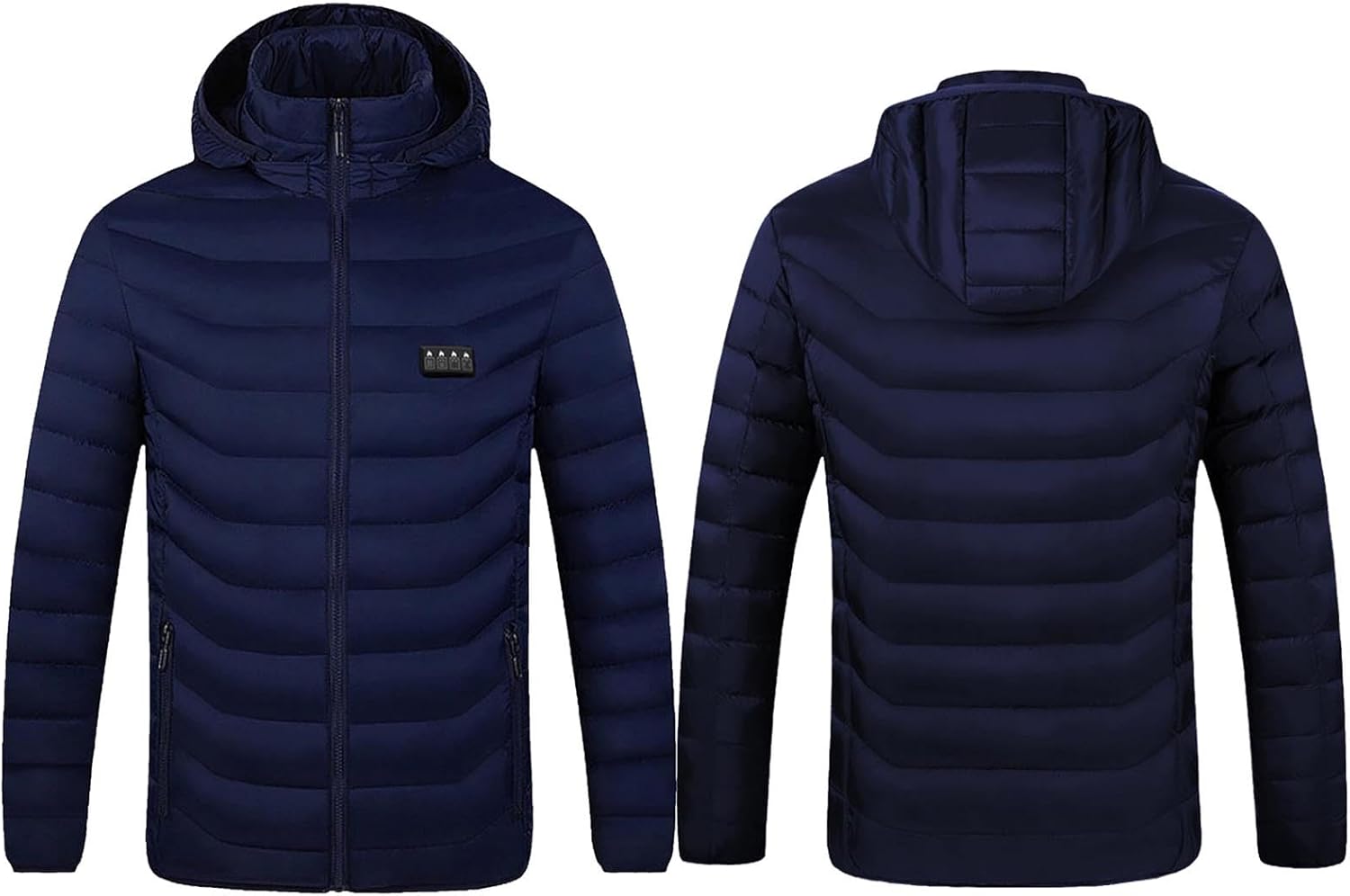 Unisex Heated Jacket for Men Womens Multiple Zones Heated Hooded Coats USB Charging Heated Winter Thermal Outerwear Blue#01 3X-Large - Image 1 of 3