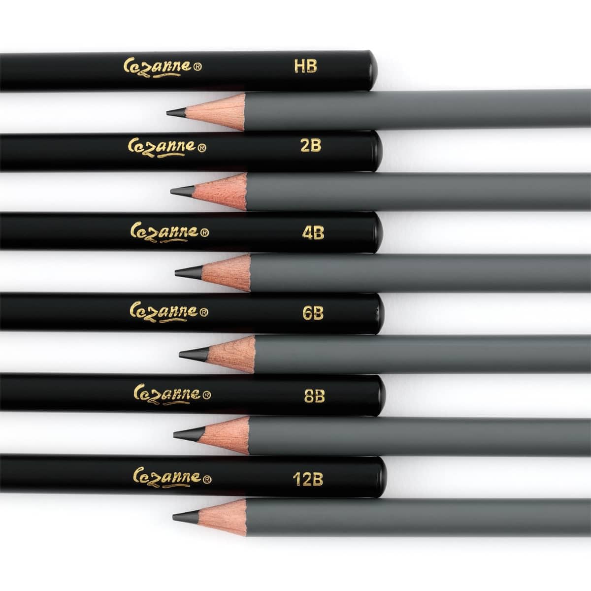 Cezanne Graphit-Zeichenstifte-Set, sortiert, Set mit 6 bruchfesten Graphitminen, leicht zu spitzenden Skizzenstiften, Meister-Künstlerqualität, Graphitstifte für technisches und künstlerisches