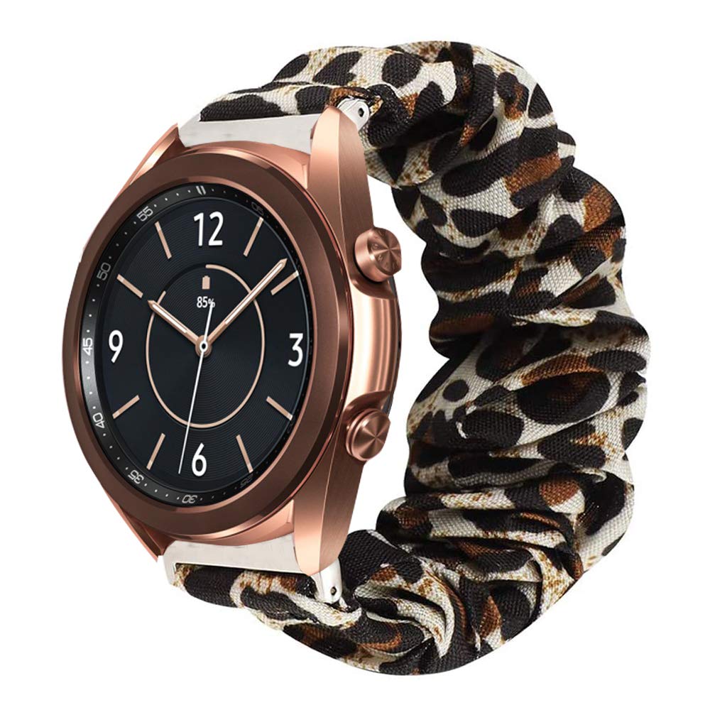 200Pcs Compatible for Galaxy Watch 3 41mm Band, Blueshaw Fabric Elastic Scrunchie Elastic Watch Band Women Cute Replacement Straps for Galaxy Watch3 41mm Smartwatch (Leopard Print)