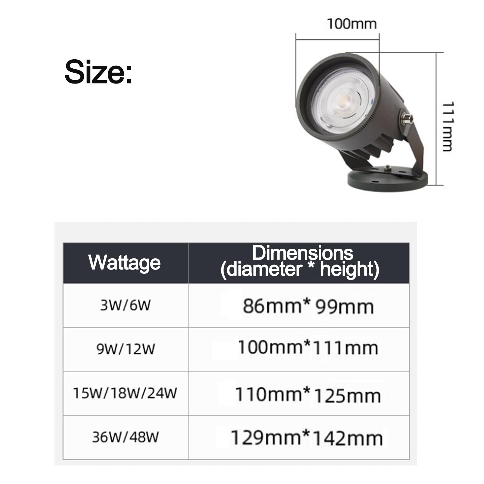 Reflektor zewnętrzny - oświetlenie dekoracyjne LED, reflektor 220 V, IP67, wodoodporna willa ogrodowa, krajobraz, drzewo, reflektory obrotowe (białe światło, 15 W)