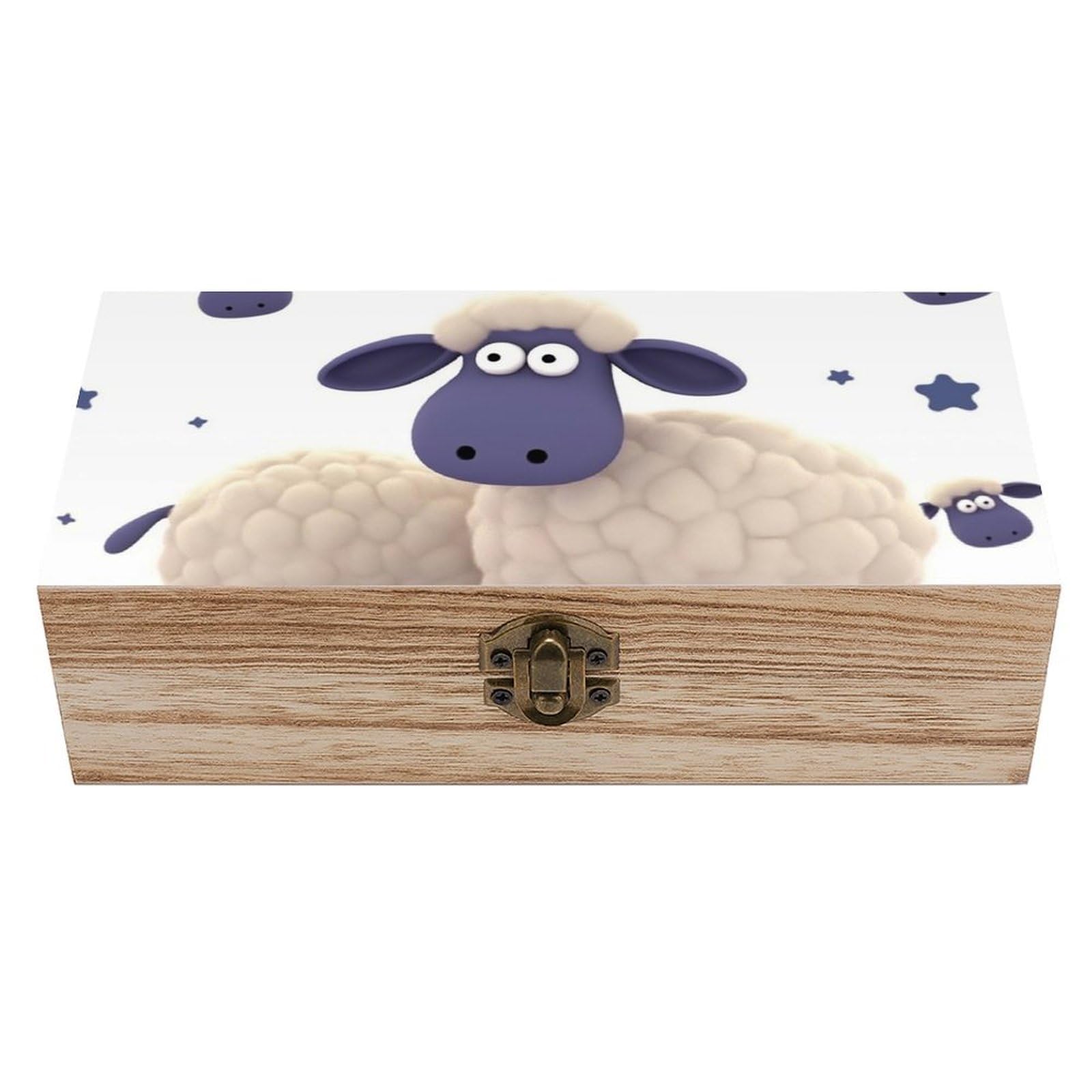 asbwuo Sheep Wooden Keepsake Box Storage Boxes with Hinged Lid