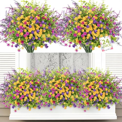 Catálogo para Comprar On-line Plantas y flores artificiales disponible en línea para comprar. 49 ATTGREAT - Flores artificiales de primavera para exteriores, resistentes a los rayos UV, plantas de vegetación falsas de plástico realistas, flores silvestres de seda sintética,...