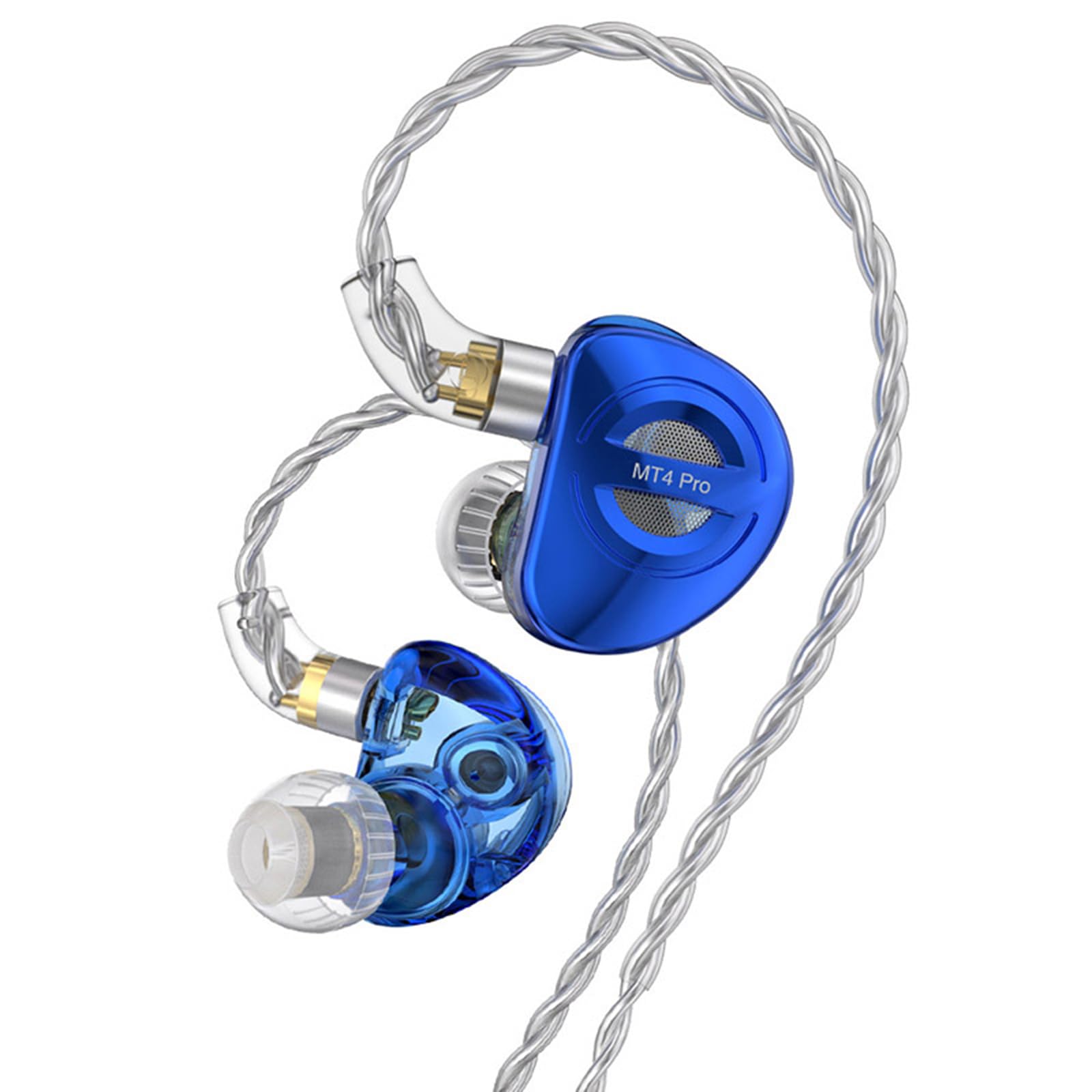 TRN MT4 Pro in Ear Monitor,Dual Dynamic HiFi Earphones,10mm DLC IEM,6mm Titanium-Plated Diaphragm Dynamic Unit Headphones,Liquid Metal + Resin Shell