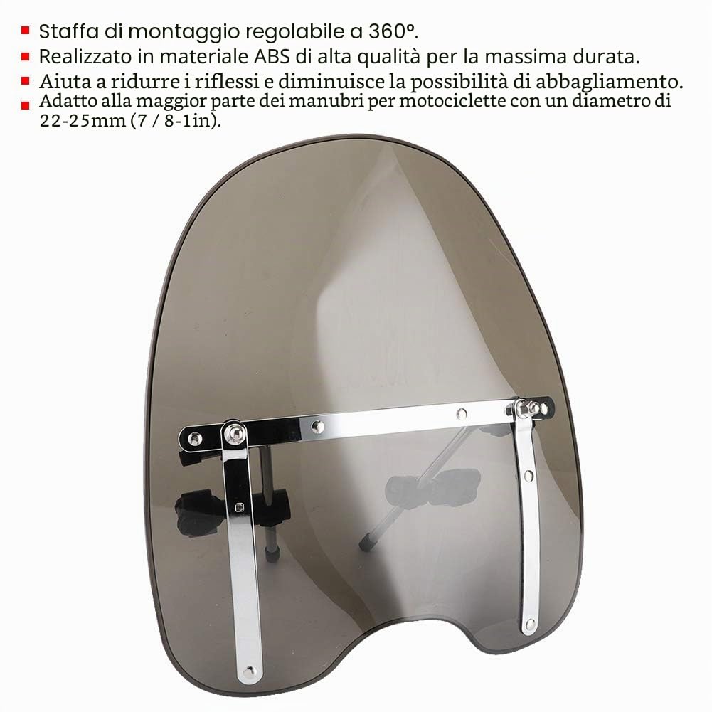 Parabrezza universale, parabrezza per moto, accessorio per la guida del parabrezza per la modifica dell'assetto per le parti di ricambio(affumicato)