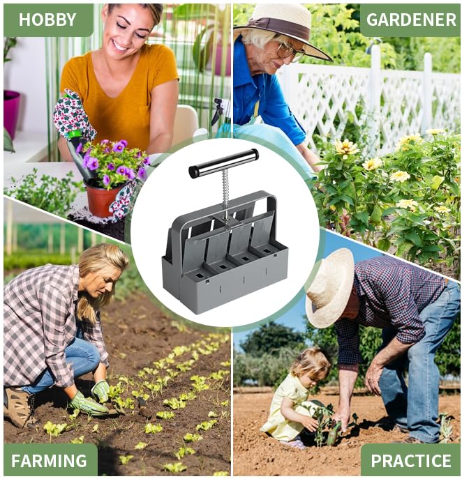 Presse Motte Manuel Semis - Bloqueur Terre 8 Blocs 4.5x5cm Avec Semoir Et Gants Jardinage