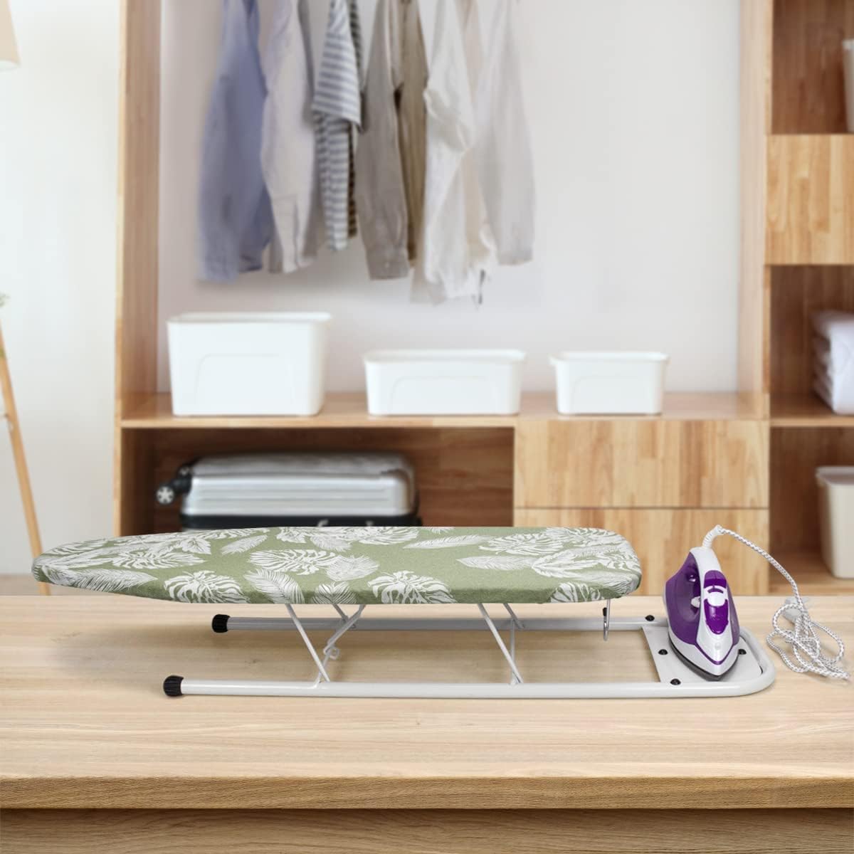 Duwee 12×32 in Table Top Ironing Board with Unique Iron Rest, Thicken Felt Padding, Heat Resistant Cover