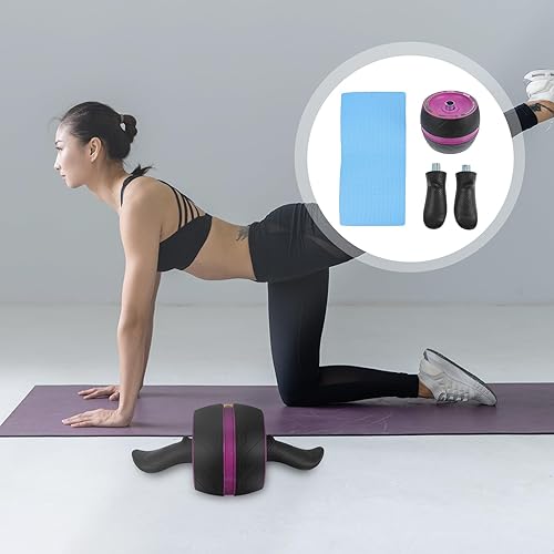 Miniatura 9 de CHILDWEET Ab Roller Wheel with Extra Mat for Home Fitness Core Workout Comfortable Handle Abdominal Training Equipment for Strengthening Abs Back