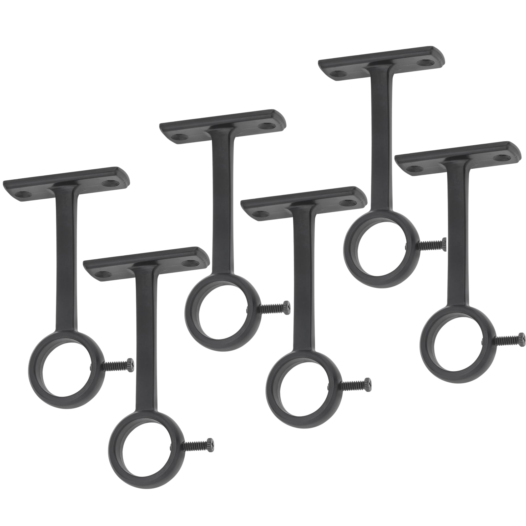 Lot de 6 supports de tringle à rideaux robustes pour tringle à rideaux de 2,5 cm (noir)