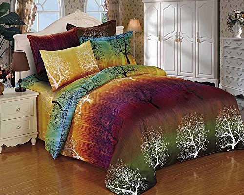 Rainbow Tree 2pc Bedding Set: Duvet Cover and Pillow Sham (Twin)