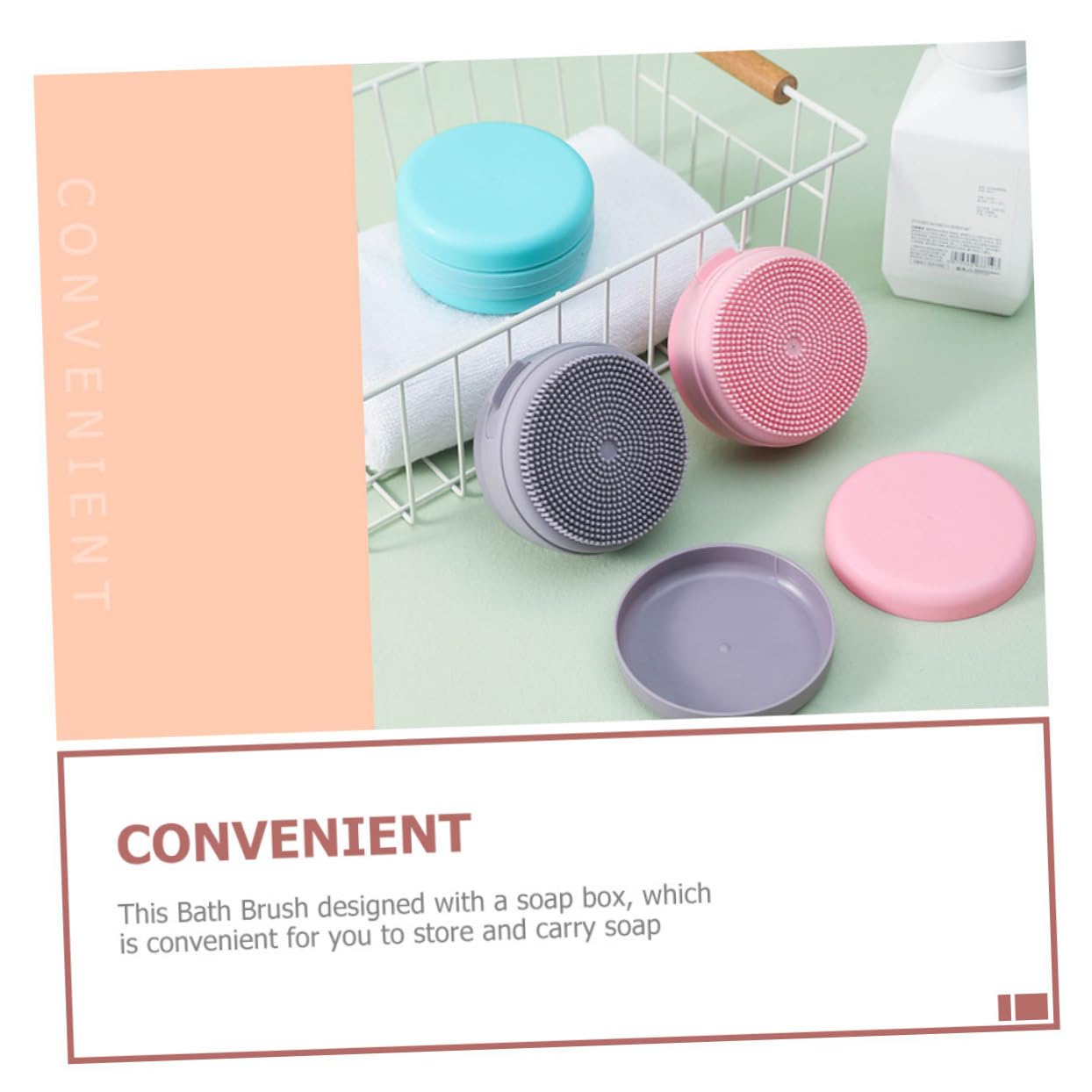 Healvian 4pezzi Spazzola Da Bagno Silicone Skin-friendly Con Supporto Per Sapone e Corda Di Appendere Massaggio Relaxante Per La e Bagno Pratica e Ergonomica
