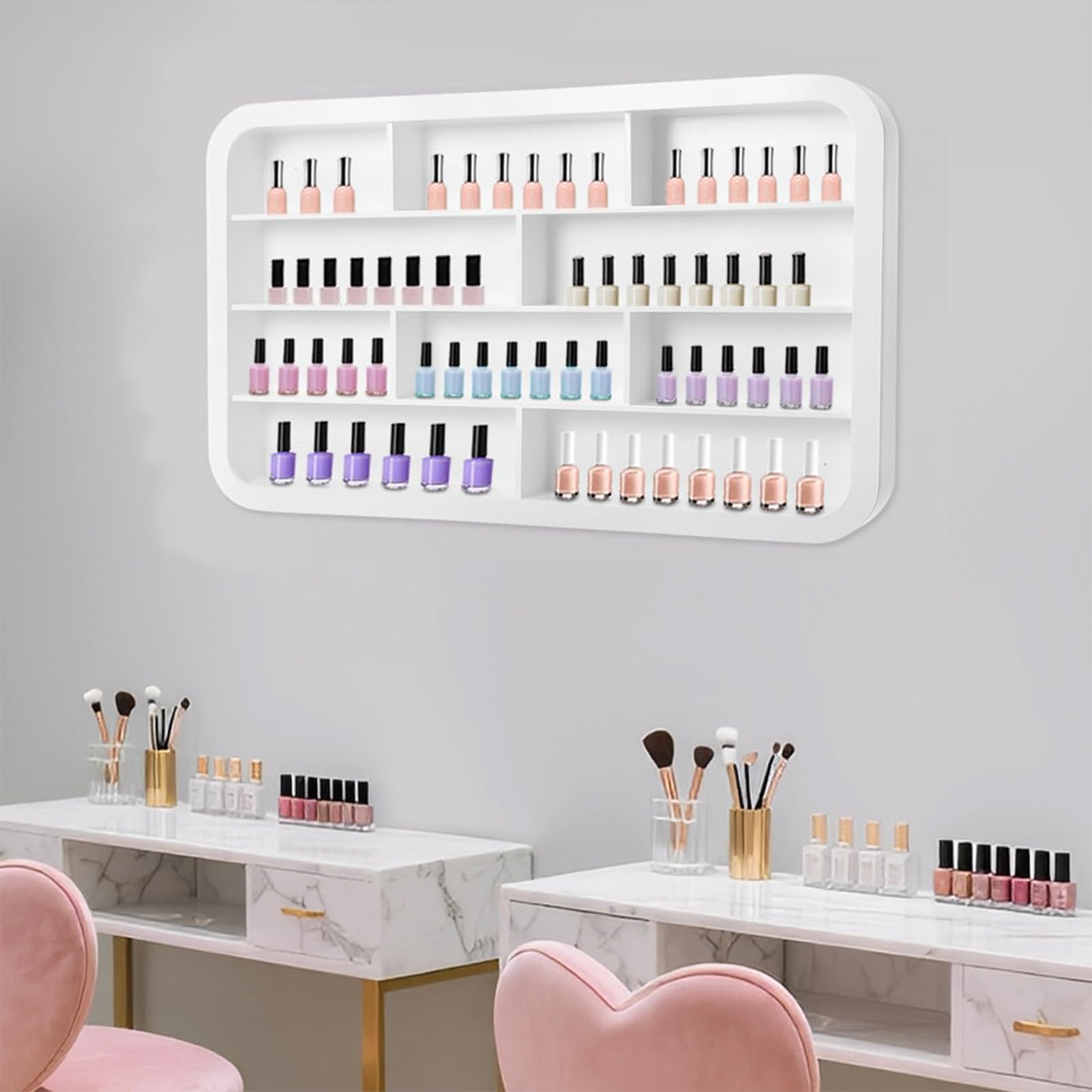 Organizador Esmaltes Uñas Pared Salón, Estante Rectangular Estación