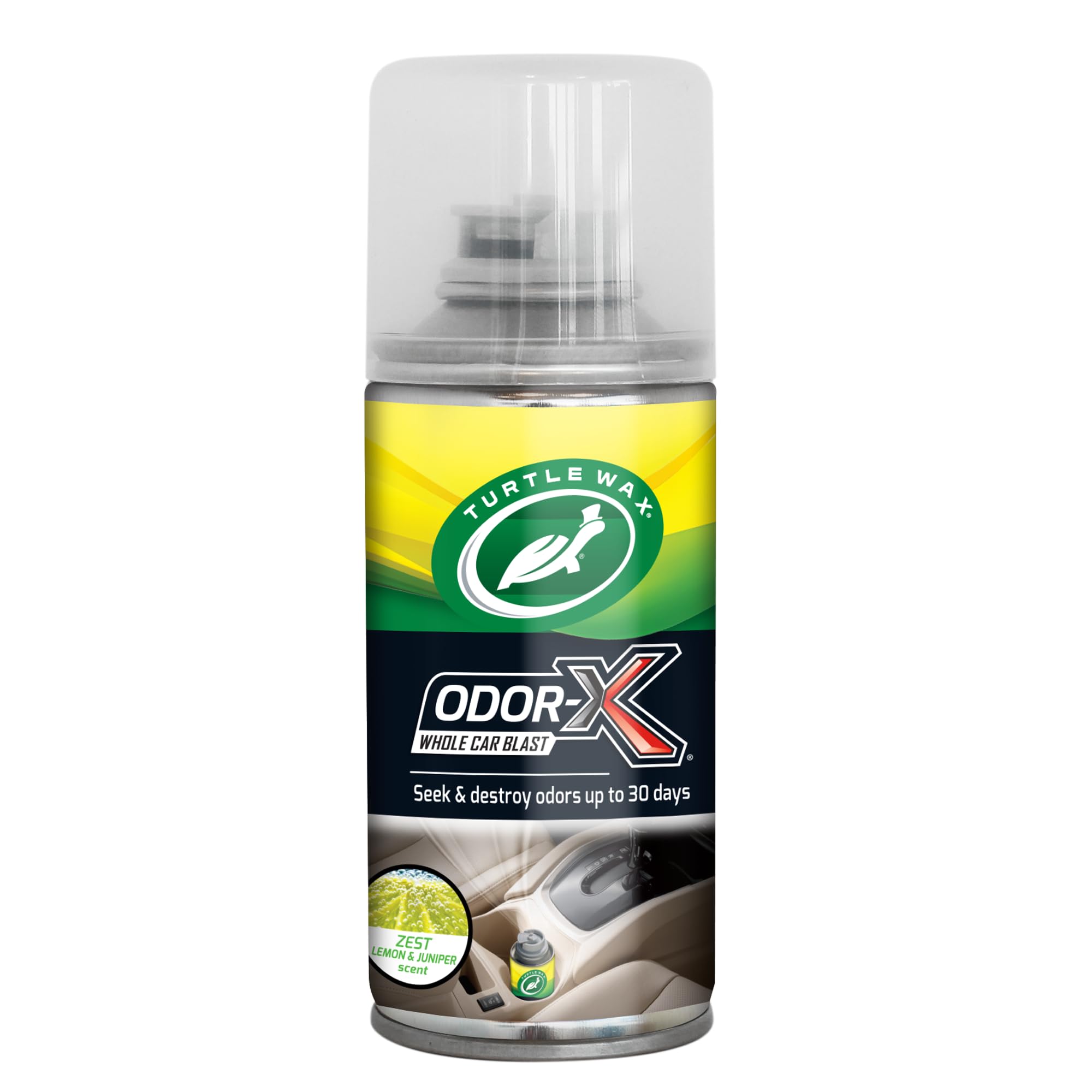 Turtle Wax Odor-X Whole Car Blast Car Air Freshener, Zest Scent, Inspired by Designer Fragrance One-time Use Odour Eliminator, Removes Unwanted Smells Permanently, Car Fragrance Lasts up to 30 Days