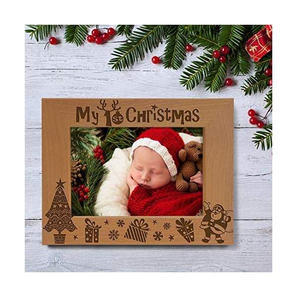 KATE POSH Bilderrahmen mit Gravur "My 1st Christmas", aus Naturholz, 10 x 15 cm – Bild 5