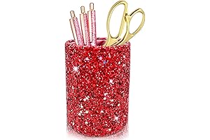 Red Glitter Pen Holder for Desk, Cute & Chic Desk Decor