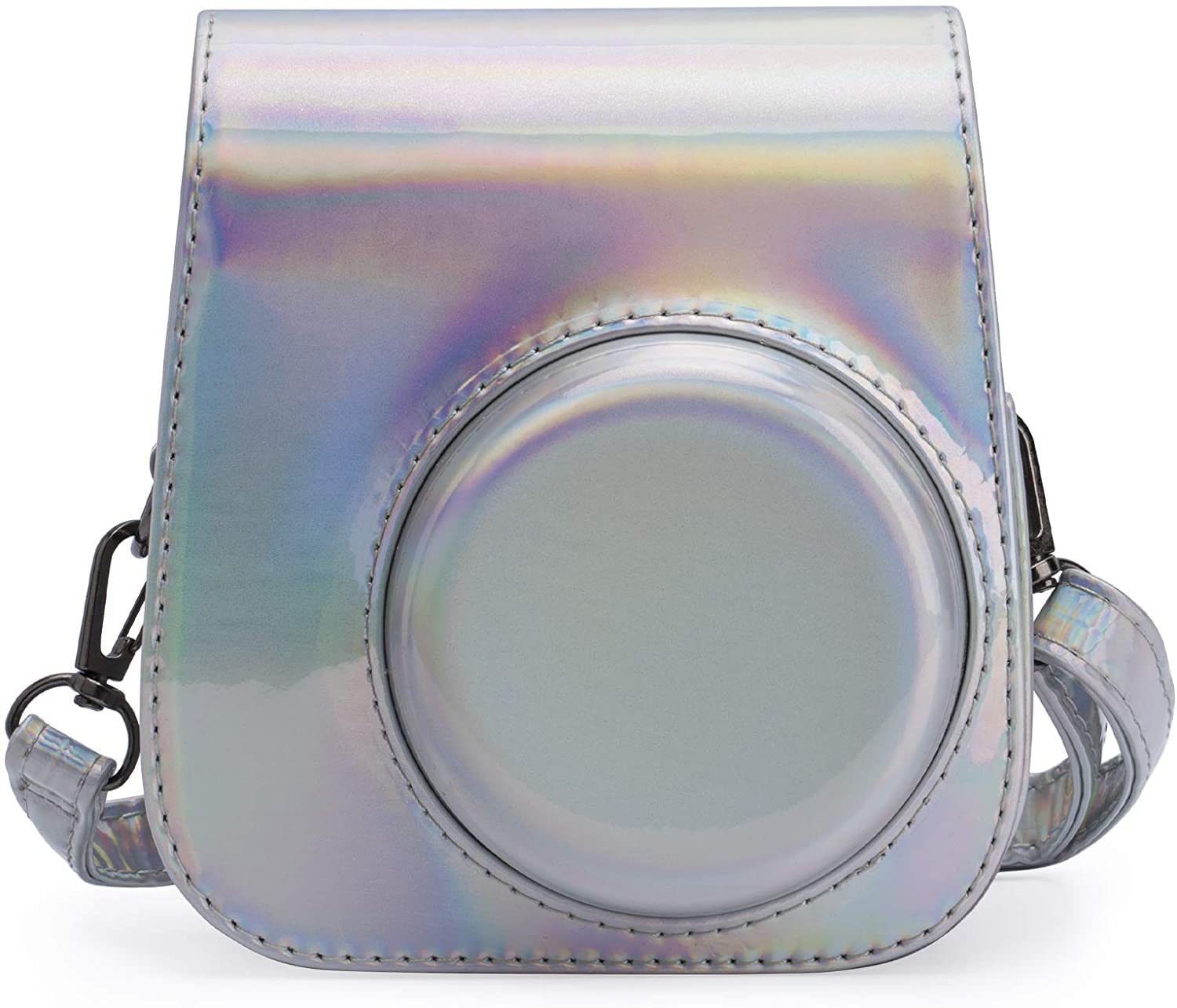 PU Leather Camera Case Compatible For Fujifilm Instax Mini 11 Instant Camera with Adjustable Strap and Pocket (Magic Silver)