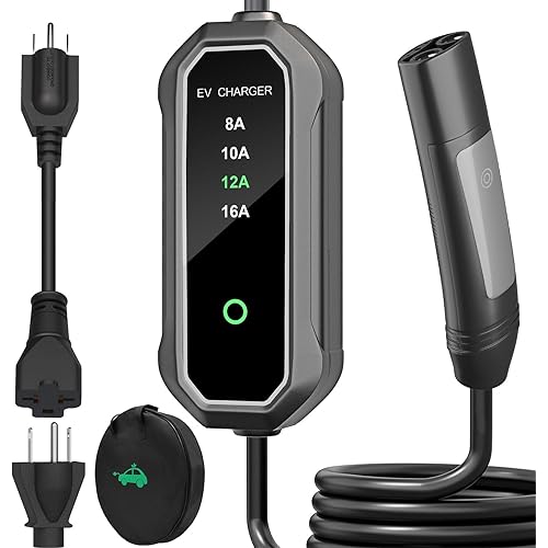 Tesla Level 1/2 EV Charger,16A Electric Car Mobile Charger for Tesla 25ft Cable with 240V NEMA 6-20 Plug, 120V NEMA 5-15 Adapter, NACS Connector, Home Portable Wall Charger for Tesla ModelY/3/S/X