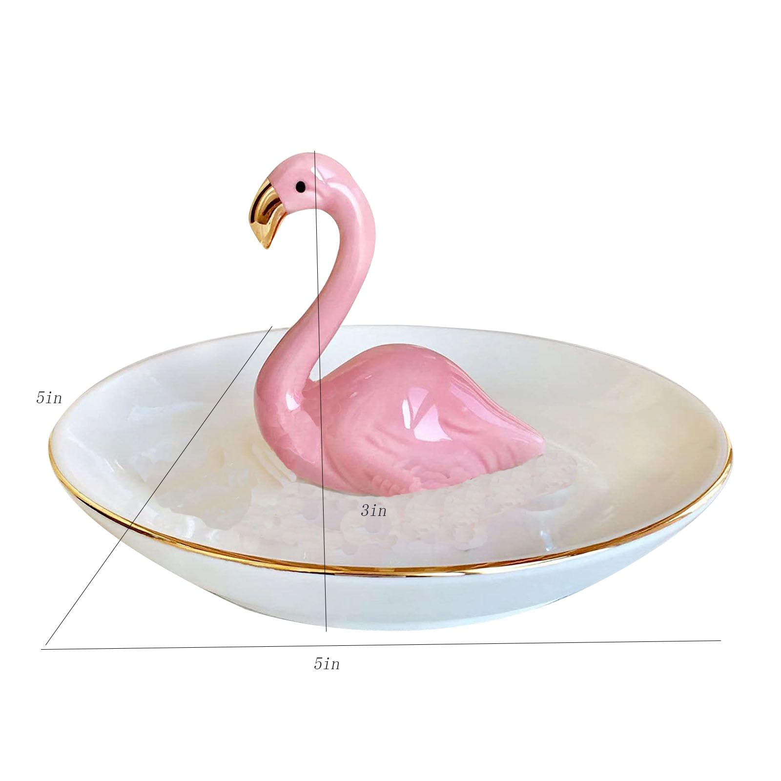 FQIZHIXIU Flamingo Ceramic Jewelry Holder.Storage Box For Rings,Earrings,Necklaces And Bracelets.Birthday Wedding Holiday Gift For ladies And Girls Jewelry Tray. (Bb)