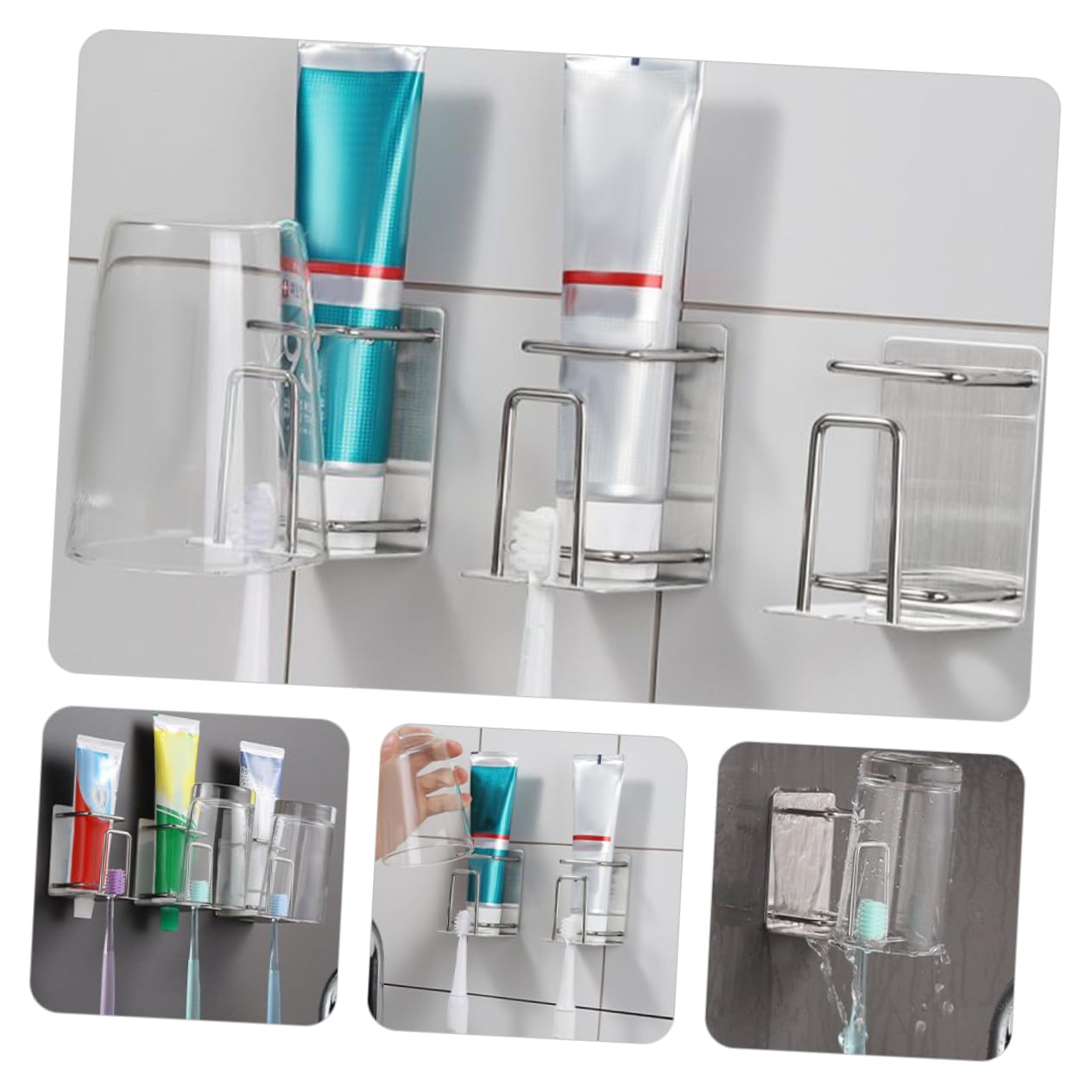 MAGICLULU 3 Piezas Soporte para Tazas de Enjuague bucal Dibujos Animados de Soporte de Cepillo de para Cepillo de portavasos Toothbrush Holder Organizador de baño