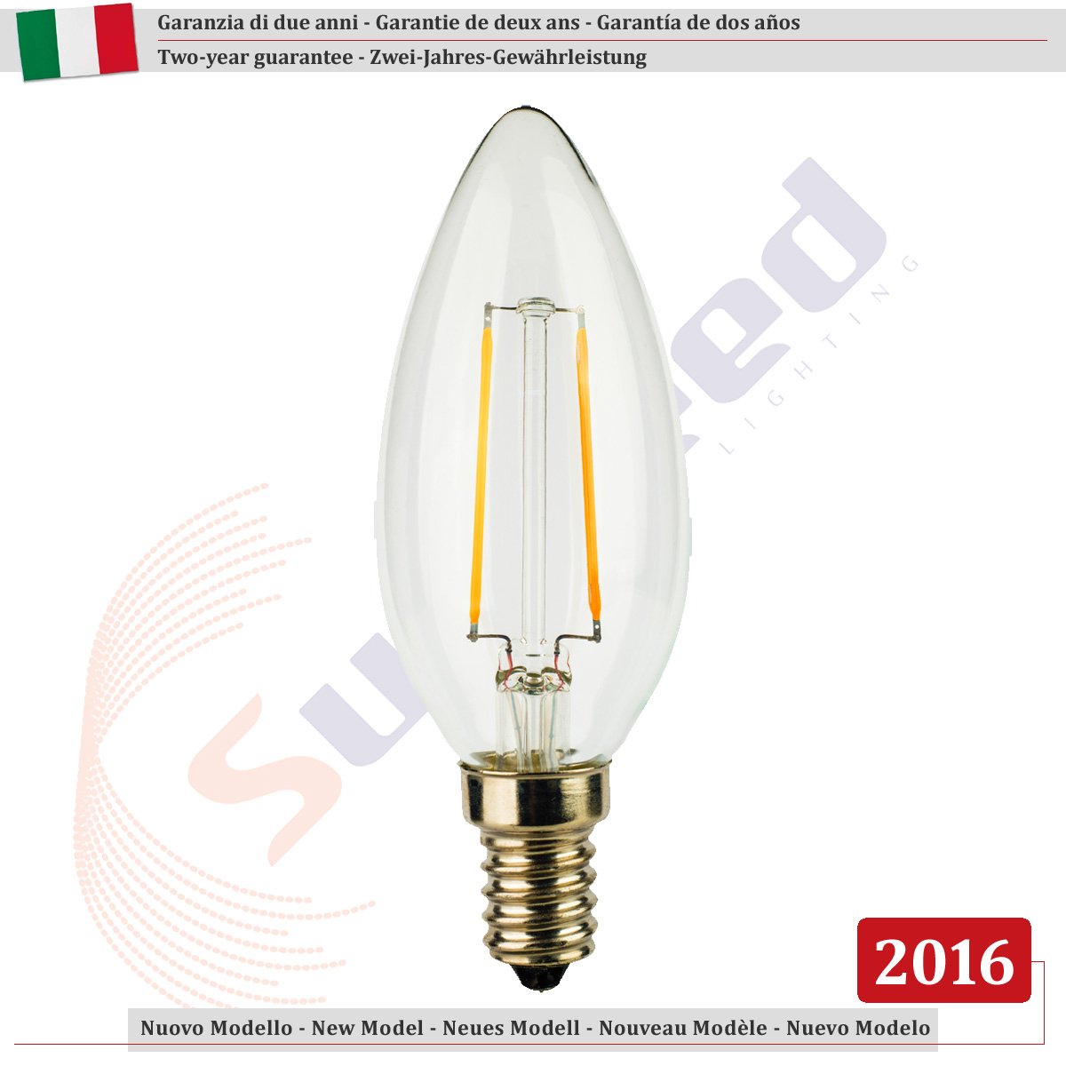 SUNSEED 6 X E14 2W (Equivalent to 25W) Sapphire Filament LED Candle Light Bulb C35 Warm White 2700K, Pack of 06 - Warm White 2700k - Image 3