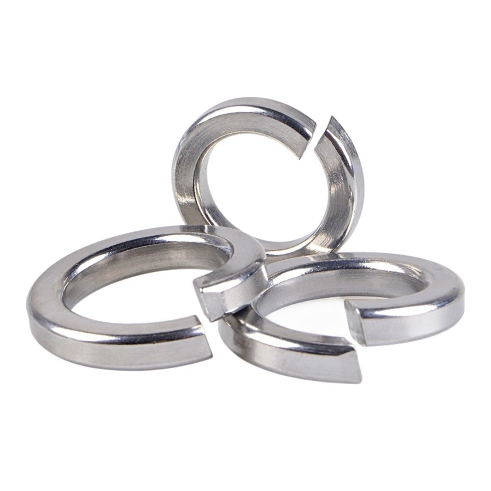 IOFIT 150 Stück Federringe, Edelstahl-Federdichtung, Geteilte Unterlegscheibe, Zubehör, stoßfeste Öffnungs-Federscheibe (Color : Silver, Size : M4)