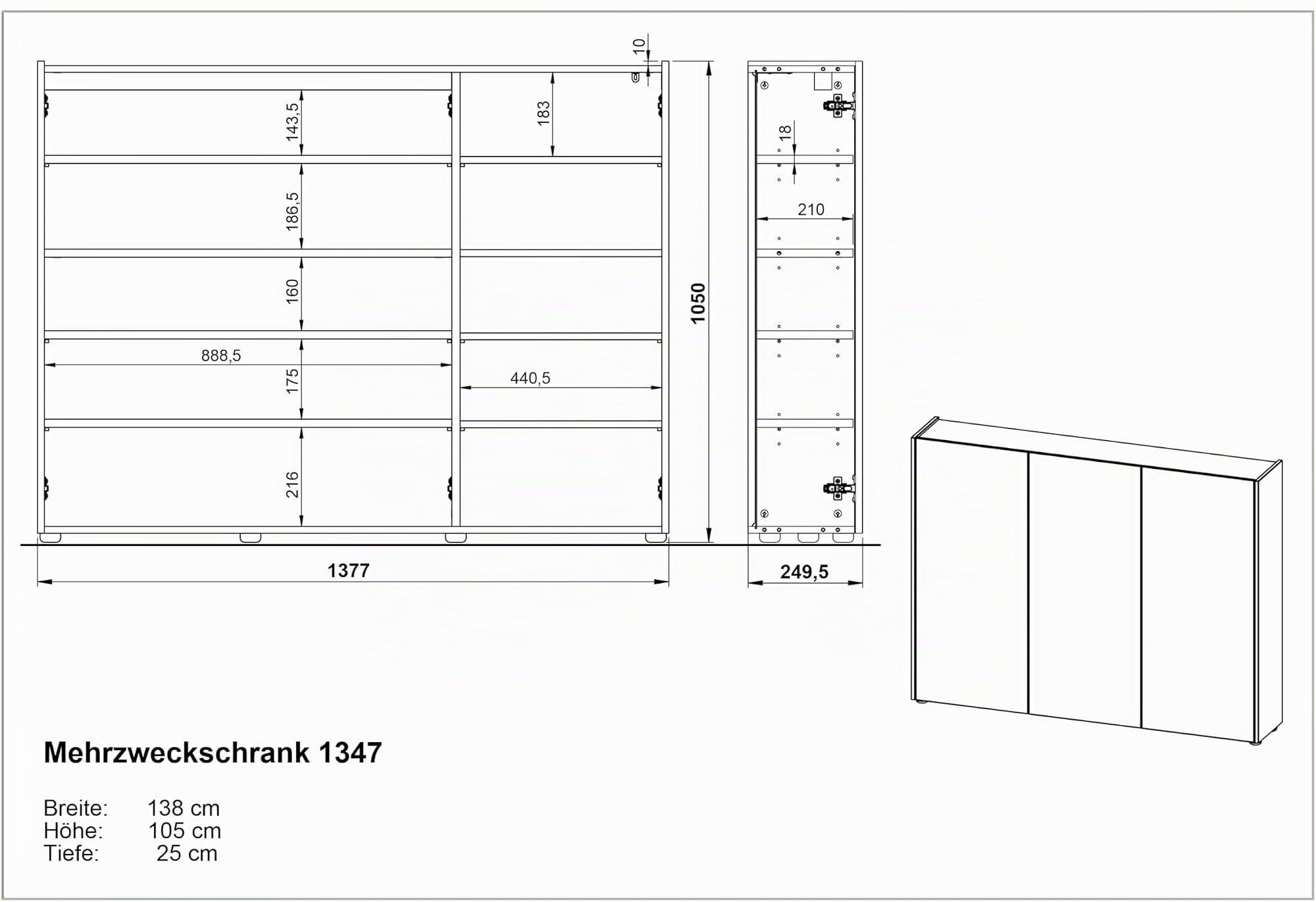 Germania Schuhschrank 1347-513 GW-Libbiano, in Weiß/Navarra-Eiche-Nb., mit grifflosem Design, 138 x 105 x 25 cm (BxHxT)