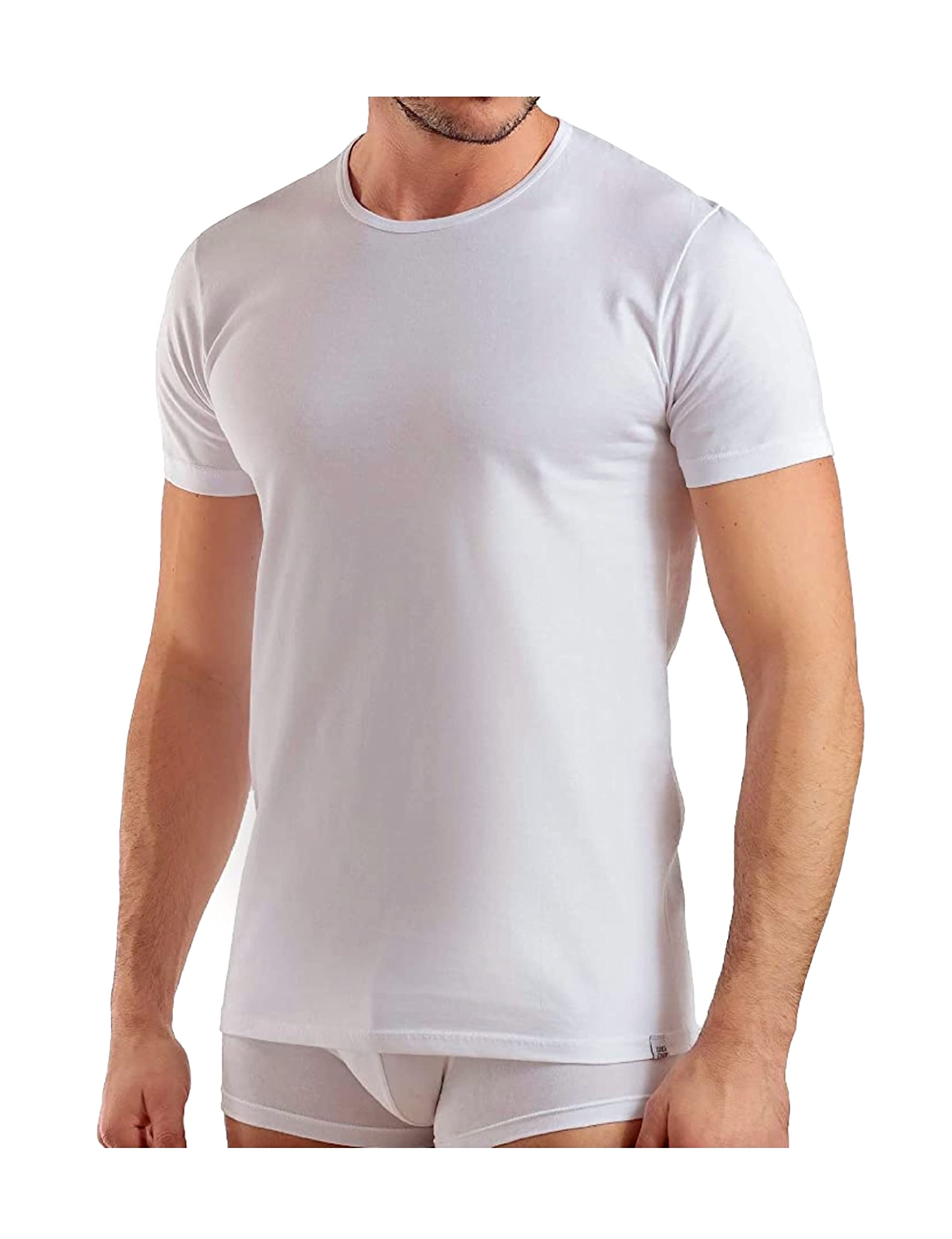 Enrico Coveri Maglietta Intima Uomo 100% Cotone + Boxer in Omaggio, Offerta 3-6-9-12 Pezzi, Maglia Uomo in Cotone Pettinato Girocollo ET1100