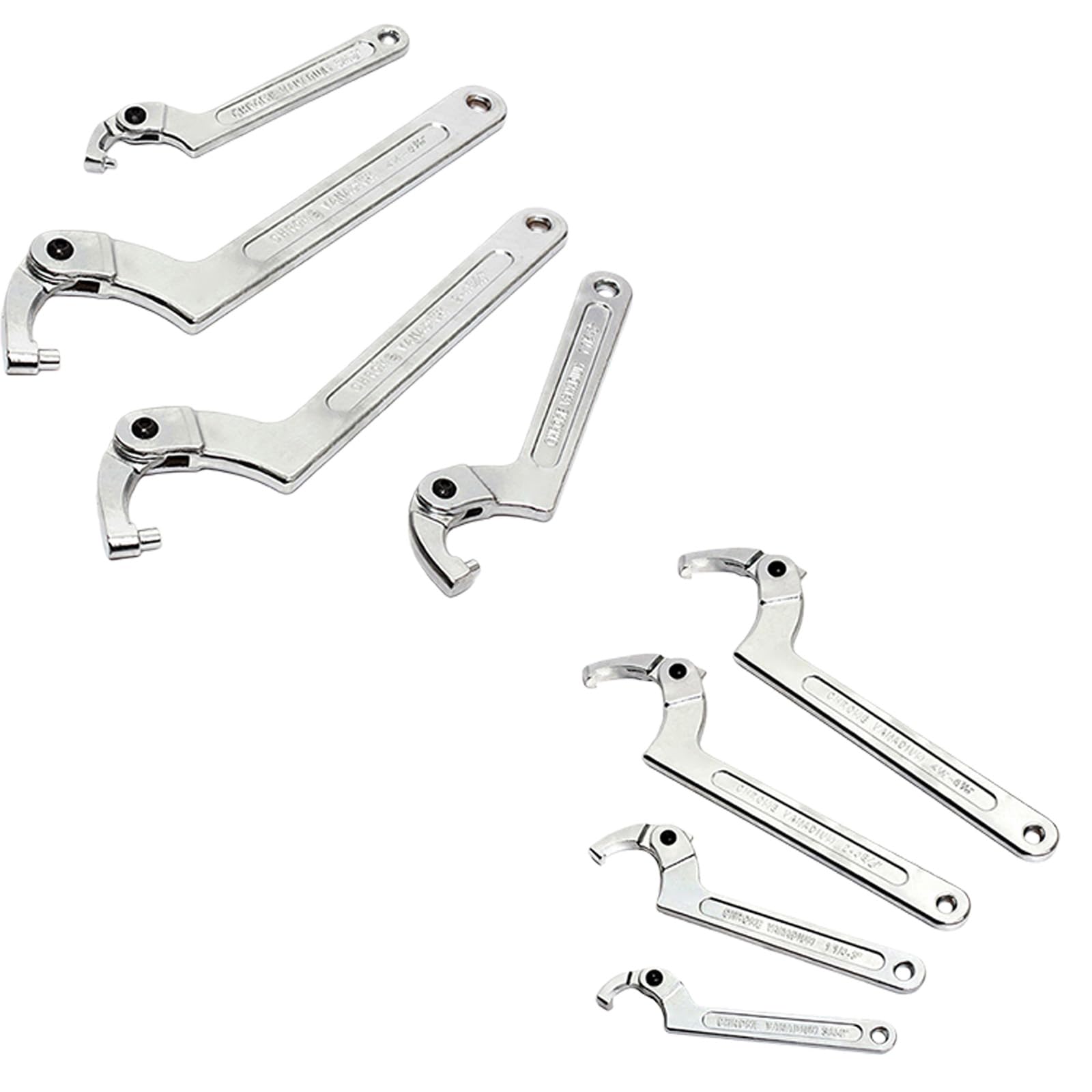 Greabuy Herramienta de medición de agua flexible de 7 pulgadas, 8 pulgadas, 12 pulgadas, 15 pulgadas, llave de gancho ajustable con extremos cuadrados y redondos