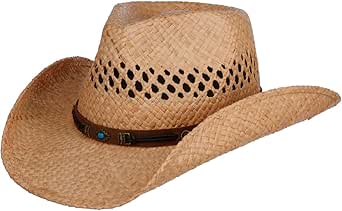 Chapeau de soleil western cowboy en paille raphia Silver