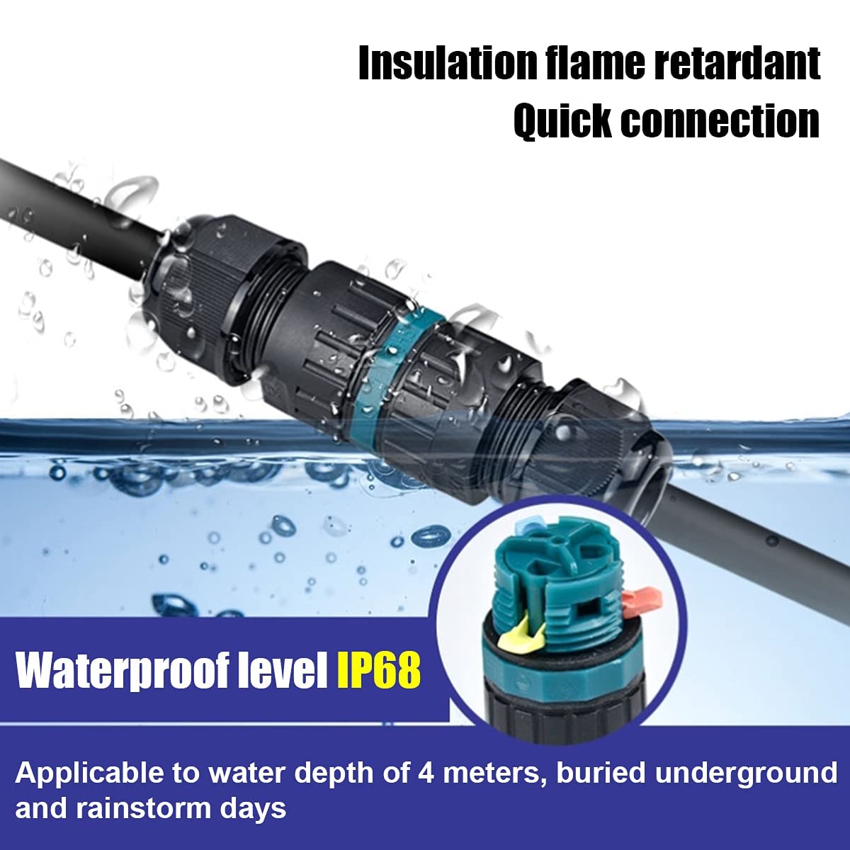Cable connector waterproof IP68 2pc type 3-pole underground cable connector branch box suitable for cables with a diameter of 5-12mm - Image 3