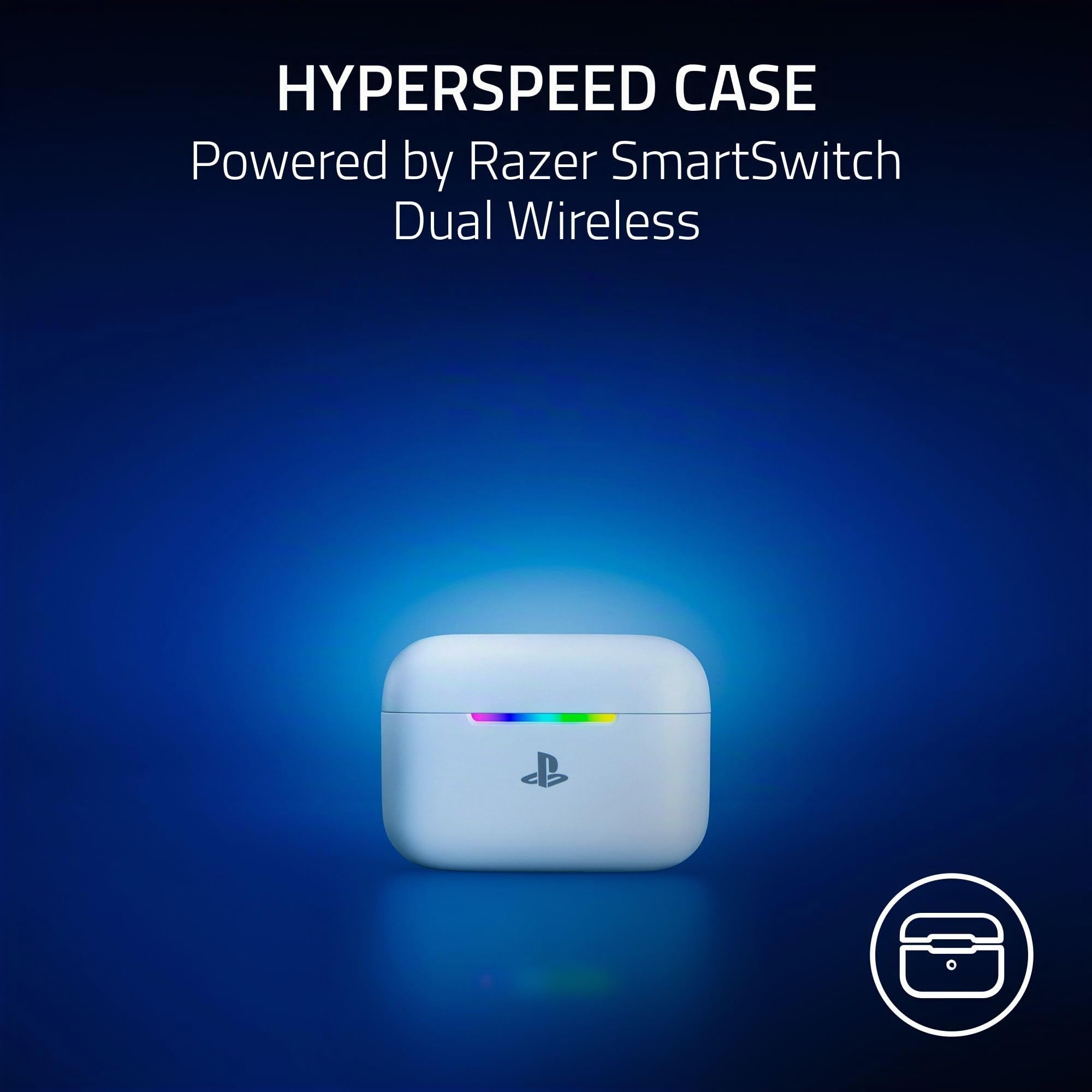 Razer Hammerhead V3 X HyperSpeed PlayStation - Kabellose Multi-Plattform-Gaming-Ohrhörer - HyperSpeed Wireless & Bluetooth - 40 Std Akkulaufzeit - Wasserabweisend IPX4 - THX Spatial Audio | Weiß
