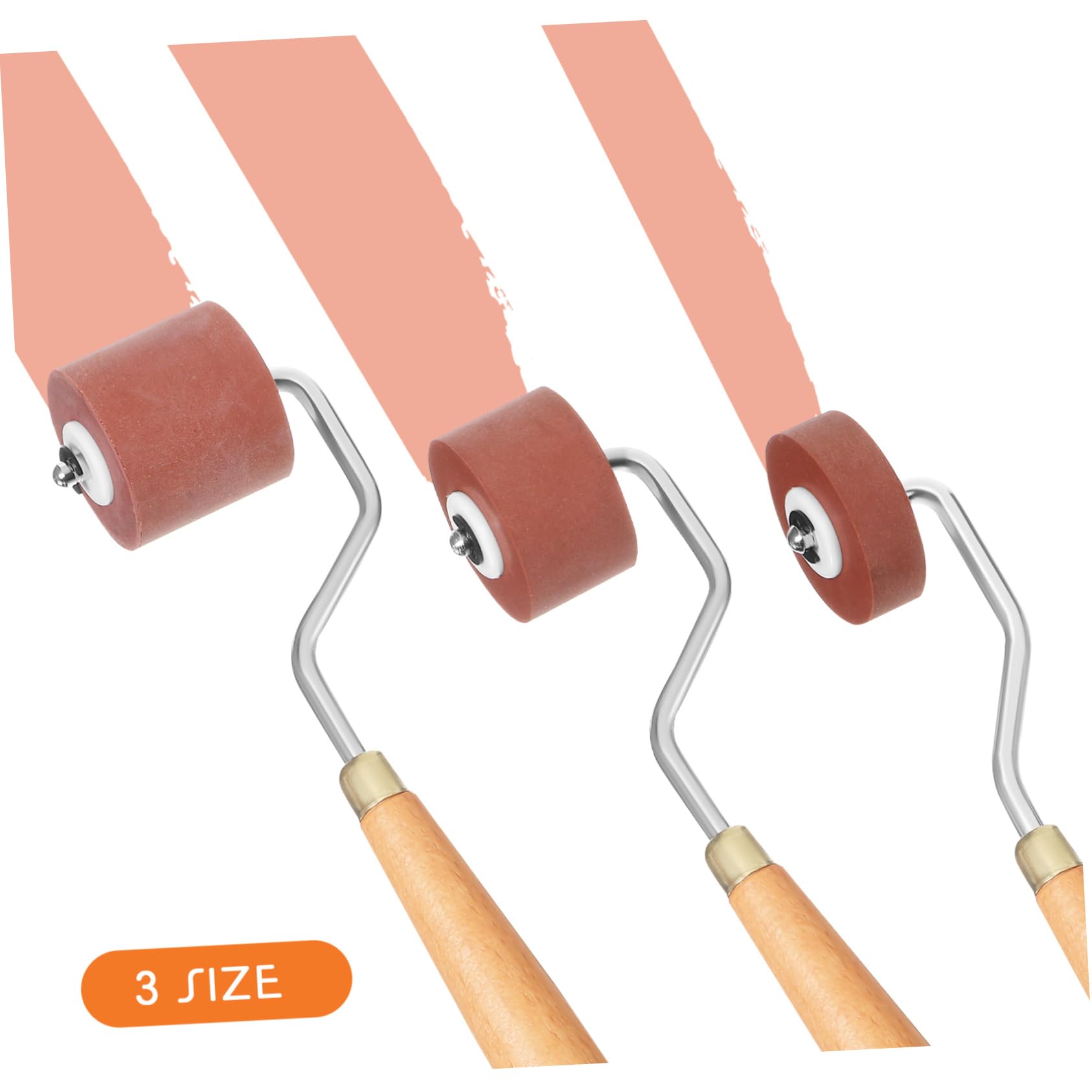 DOITOOL Rodillos Brayer de Goma y Tres Anchos Diferentes Juego de 3 para Manualidades Agarre Cómodo Ideales para Impresión y Pintura