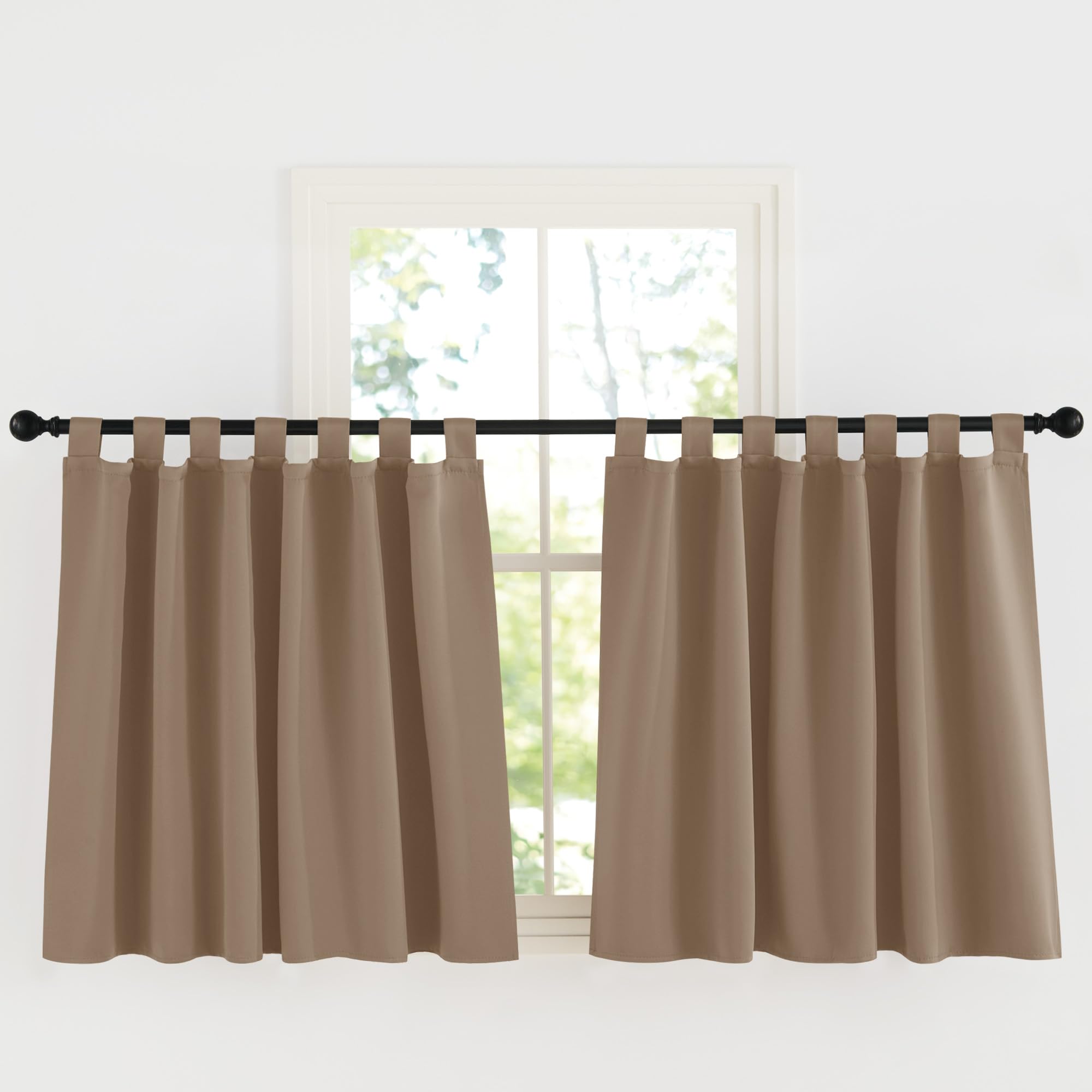KGORGE Schlaufenvorhang Blickdicht Kurz Schlaufenschal 2er Set Vorhänge Scheibengardinen Modern Vorhang Schlafzimmer Verdunklungsvorhänge Thermo Gardinen Küche
