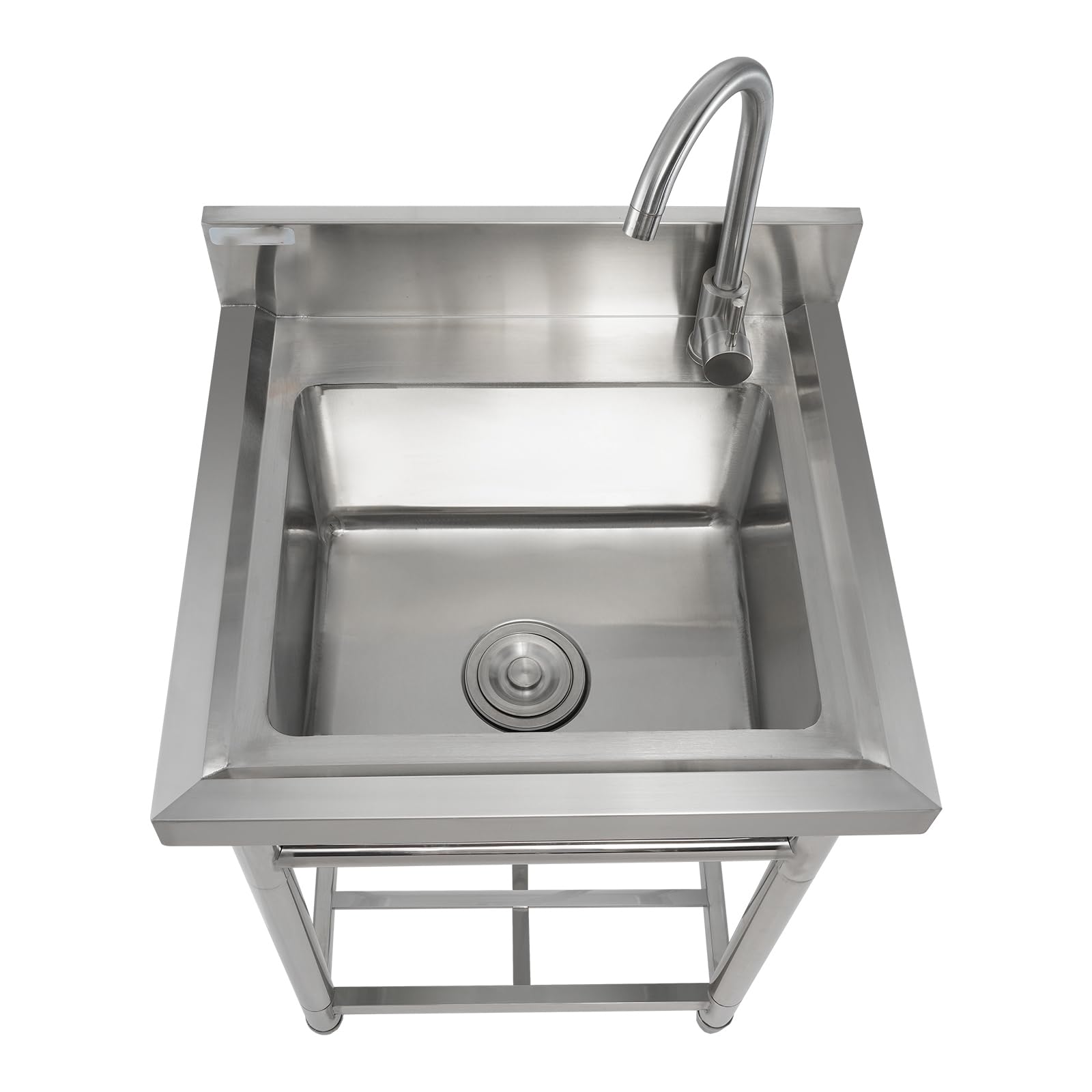 VEVOR Fregadero Utilitario de Acero Inoxidable, Fregadero Pequeño Independiente de 1 Compartimento que Incluye Grifo y Patas, Fregaderos Comerciales de un solo Tazón de 410 x 330 x 220 mm