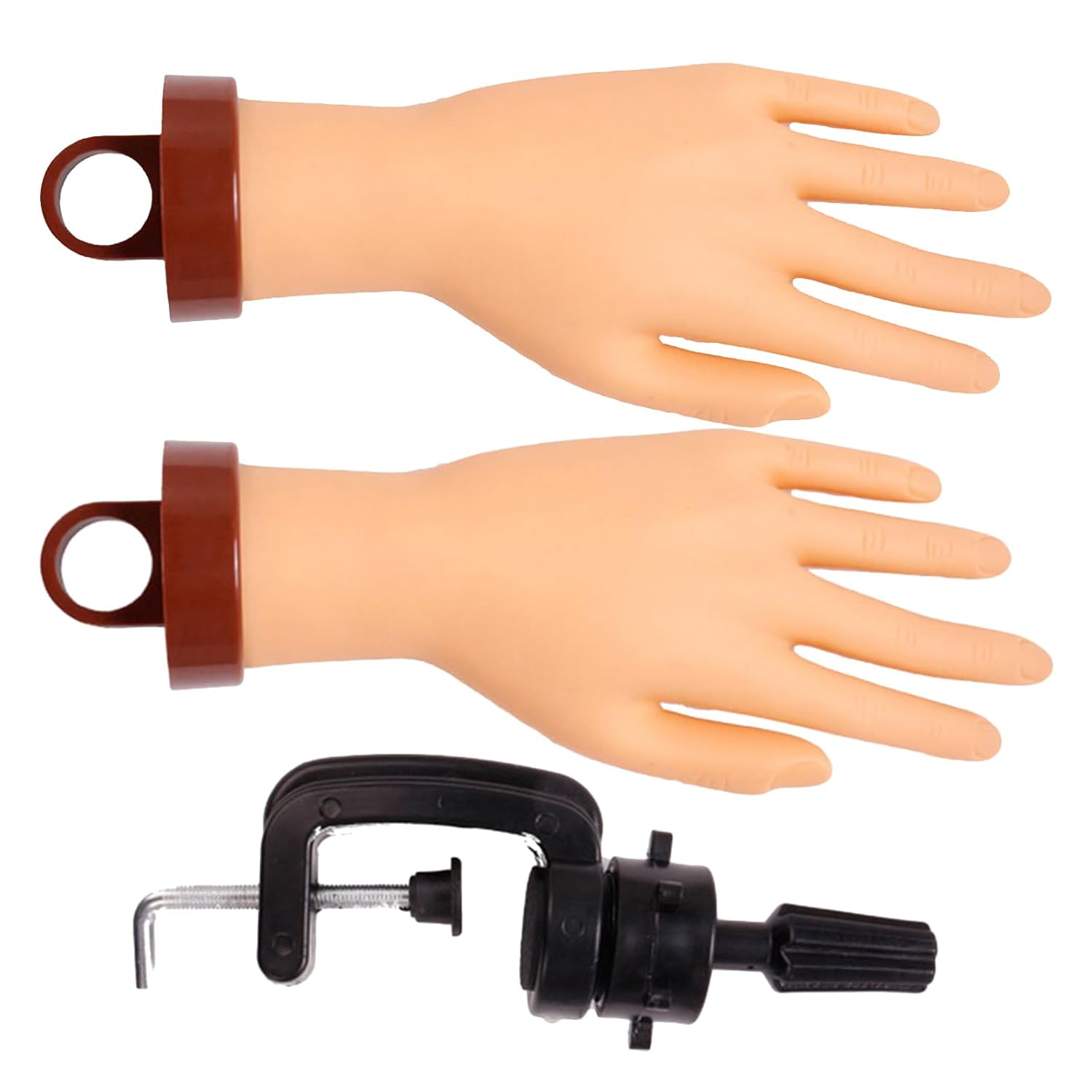 Luxshiny Flexible Silicone Nail Training Hand Model with Stand 2 Practice Mannequin Hands for Acrylic Nail Art Manicure Practice Supply for Beginners