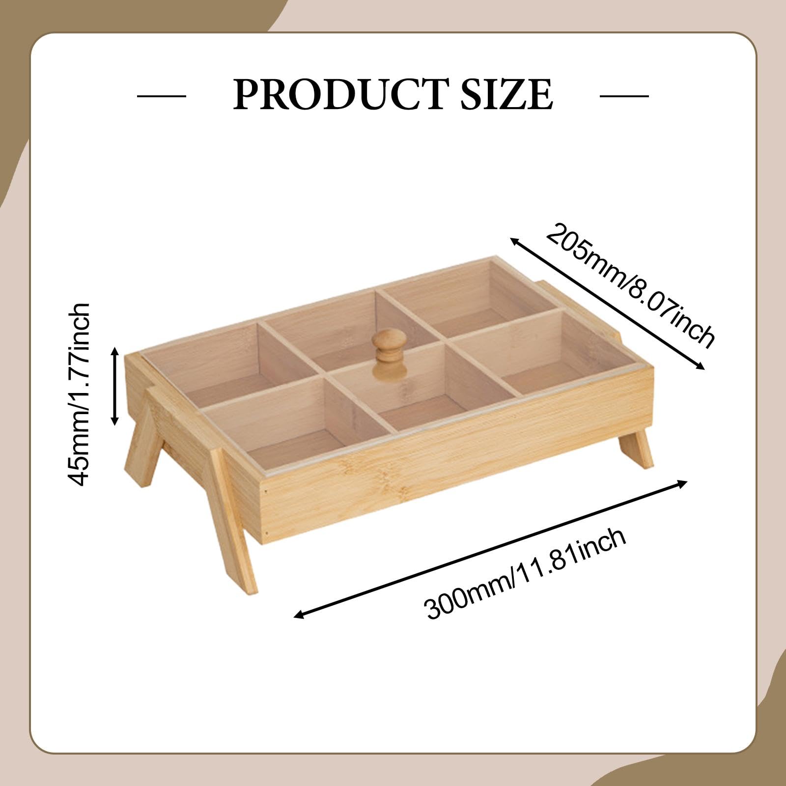 Plateau de service – Plateau alimentaire polyvalent pour collations, desserts, fruits, légumes – Design à 6 sections – Parfait pour le salon et les fêtes
