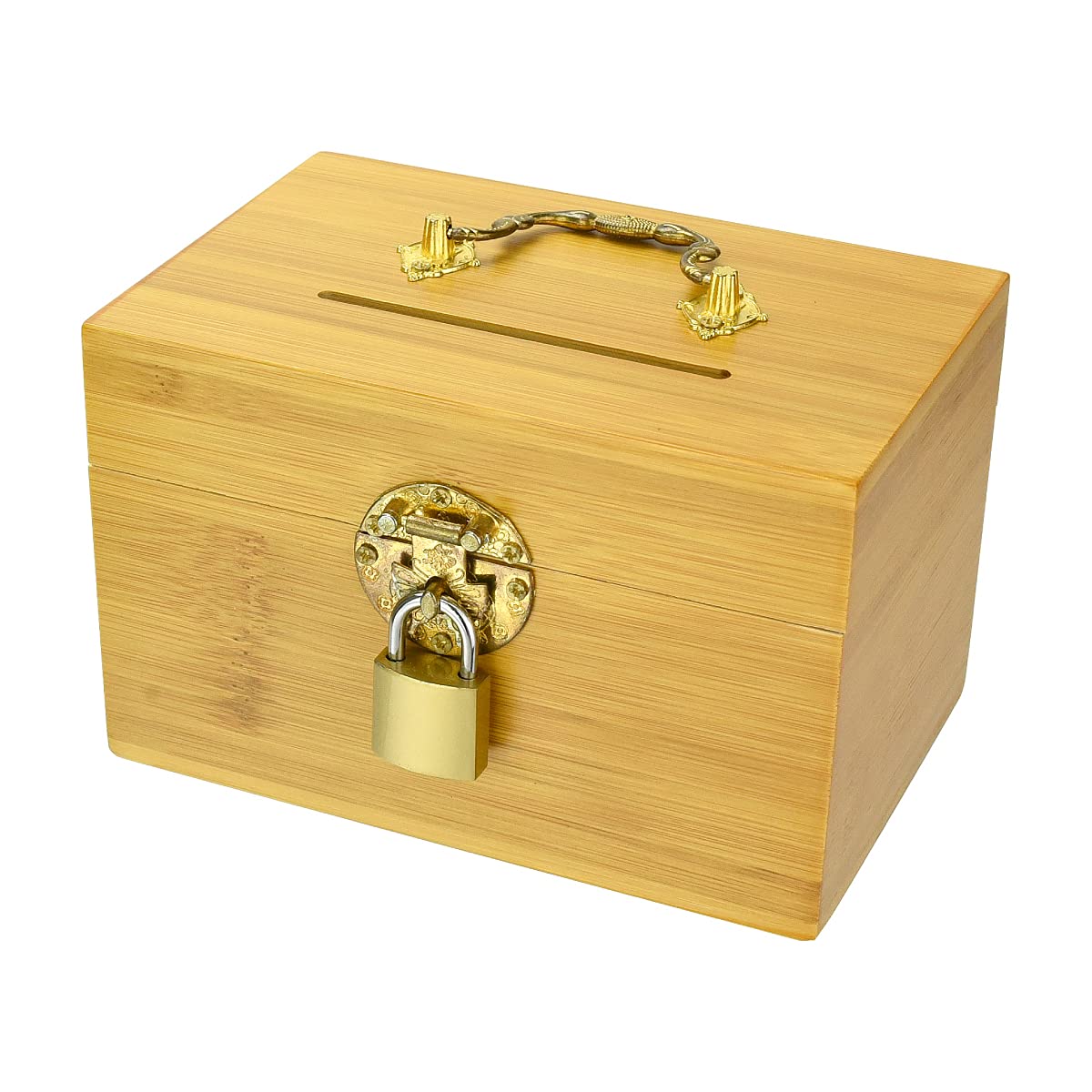 (未使用･未開封品)プレミグッド 鍵付き貯金箱 南京錠 硬貨 お札 折らずに入る 50万円たまる 詰まりにくい 持ち手付き おしゃれ (ブラウン) Amazon.co.jp: プレミグッド 鍵付き貯金箱 南京錠 硬貨 お札