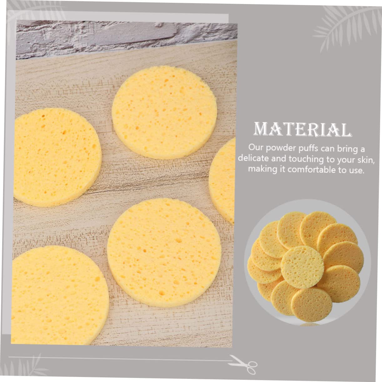Piumino da Cipria Rotondo 100 Pezzi in Spugna di Cellulosa | Giallo, per Casa e Salone, Assorbe Perfettamente la Cipria, Effetto Make-up Naturale e Pulizia Viso