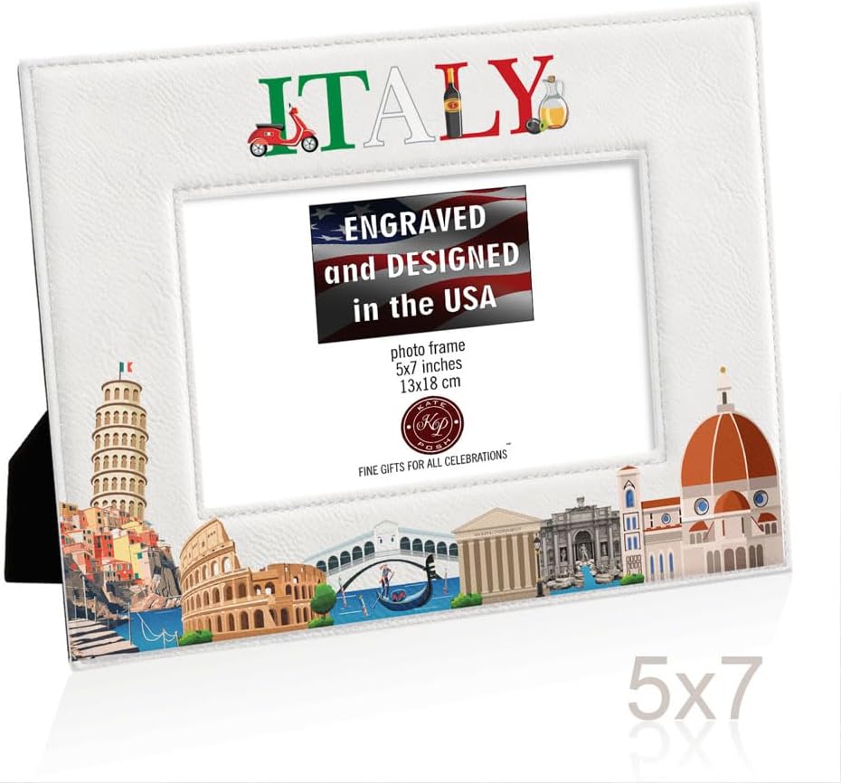 KATE POSH Italy Picture Frame, Family Vacation in Italy, Wedding Gift, Honeymoon Gift (5x7-Horizontal)