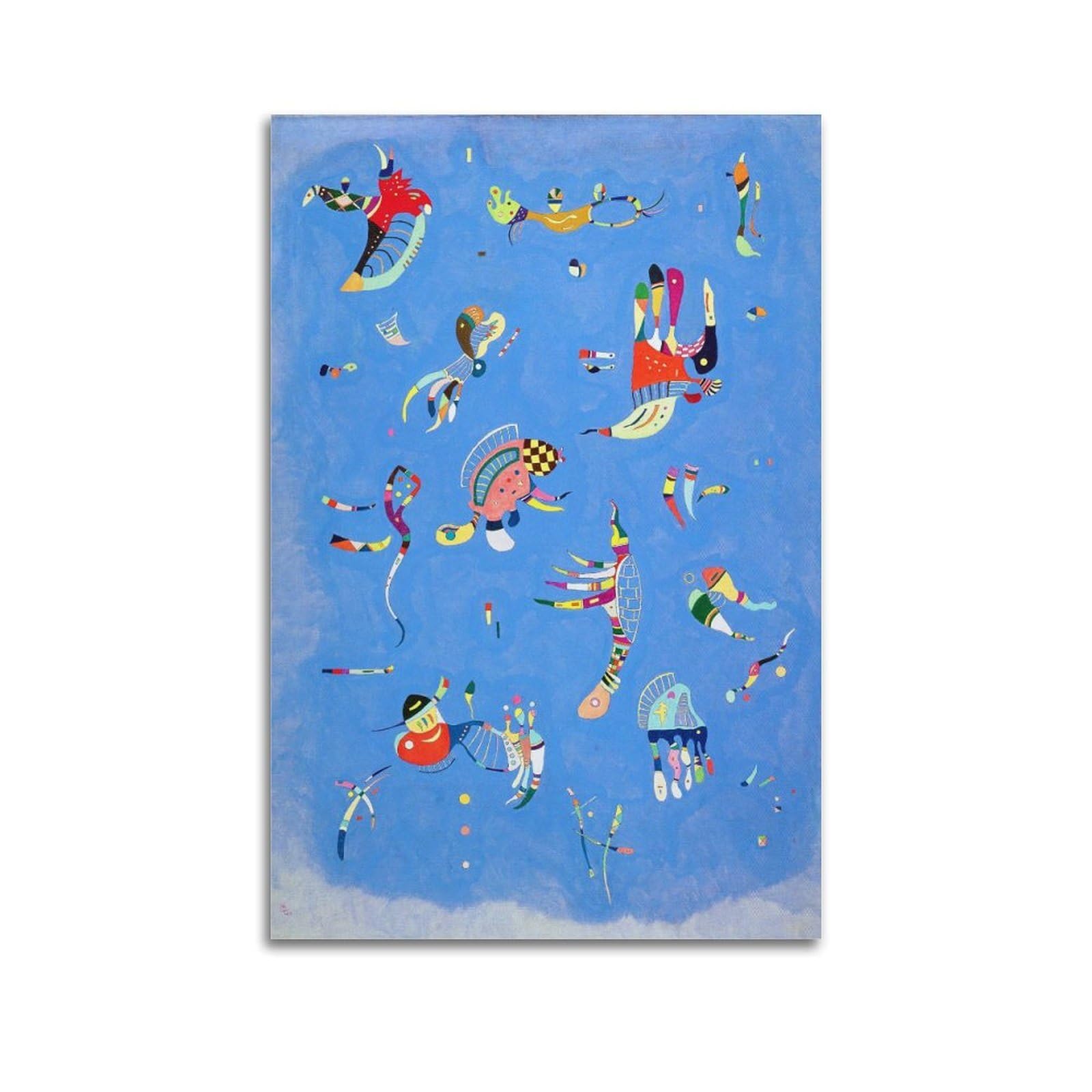 YMXSDIMDS Sky Blue by Wassily Kandinsky Painting Poster Wall Art Scroll Canvas Picture Living Room Decor Home 08x12inch(20x30cm)