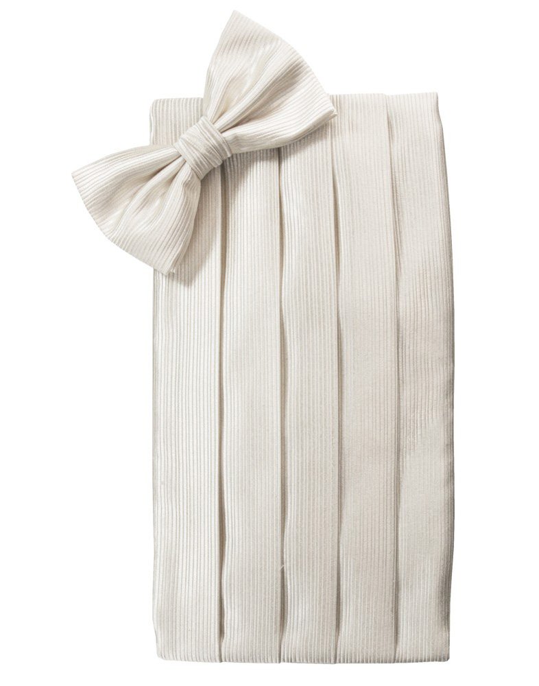 Executive Ivory Faille Silk Cummerbund & Bow Tie Set