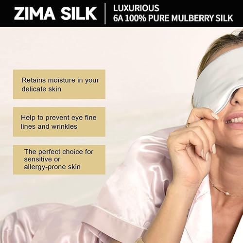Miniatura 3 de ZIMASILK Máscara de dormir ajustable de seda de morera pura, antifaz contorneada 3D para dormir, venda súper suave y transpirable, bloquea la luz