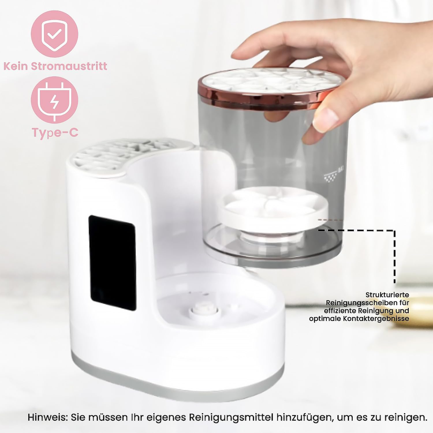 Pulitore elettrico per pennelli da trucco, dotato di funzione di asciugatura 3 in 1, pulitore elettrico automatico per pennelli da trucco, pulizia dei pennelli da trucco, regalo per le donne.