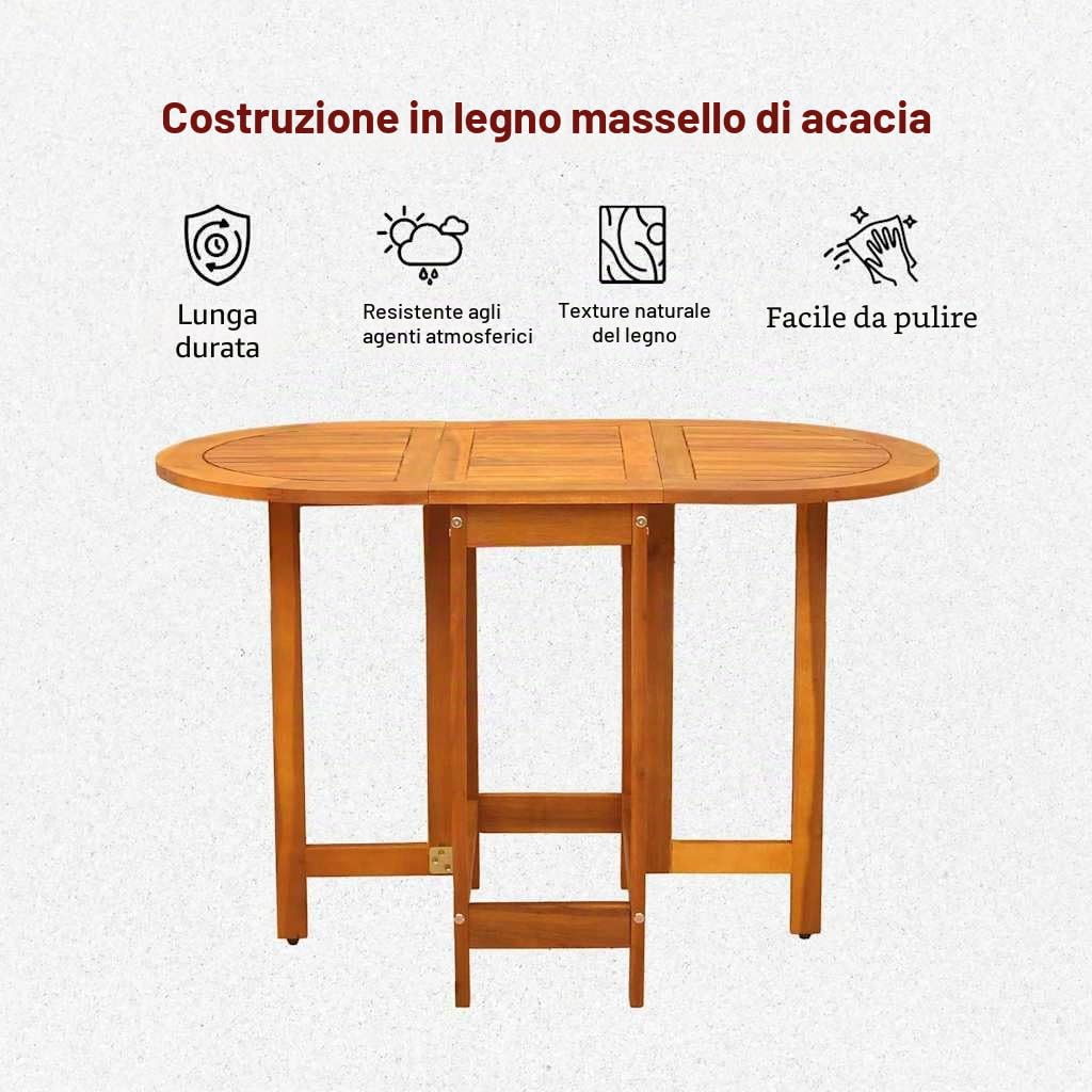 vidaXL Tavolo da Giardino Marrone 110 x 60 x 72 cm, Set Giardino e Terrazza, Tavolo Pieghevole in Legno, Mobili Rustici per Pranzi all'Aperto