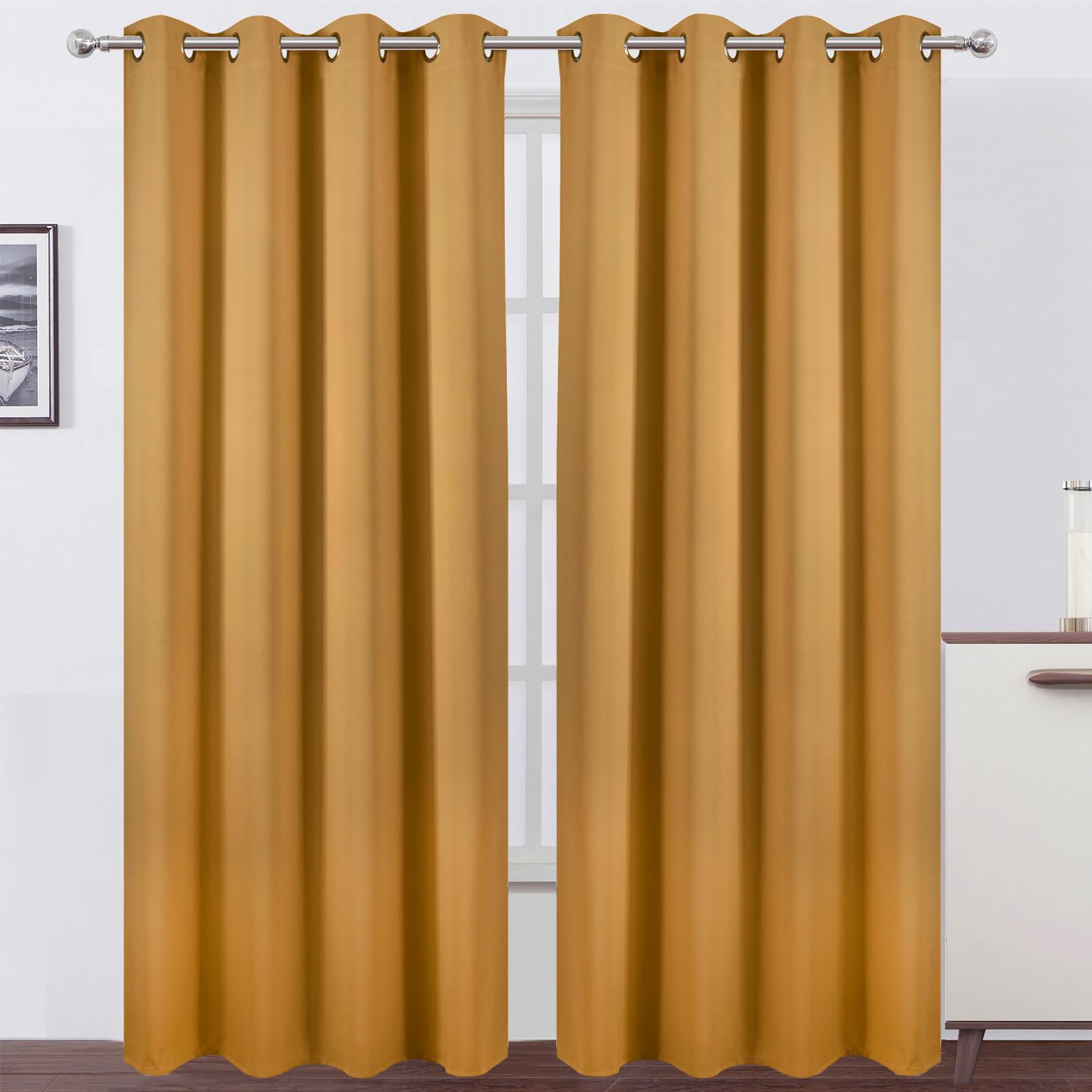 LEMOMO Mustard Yellow Blackout Curtains