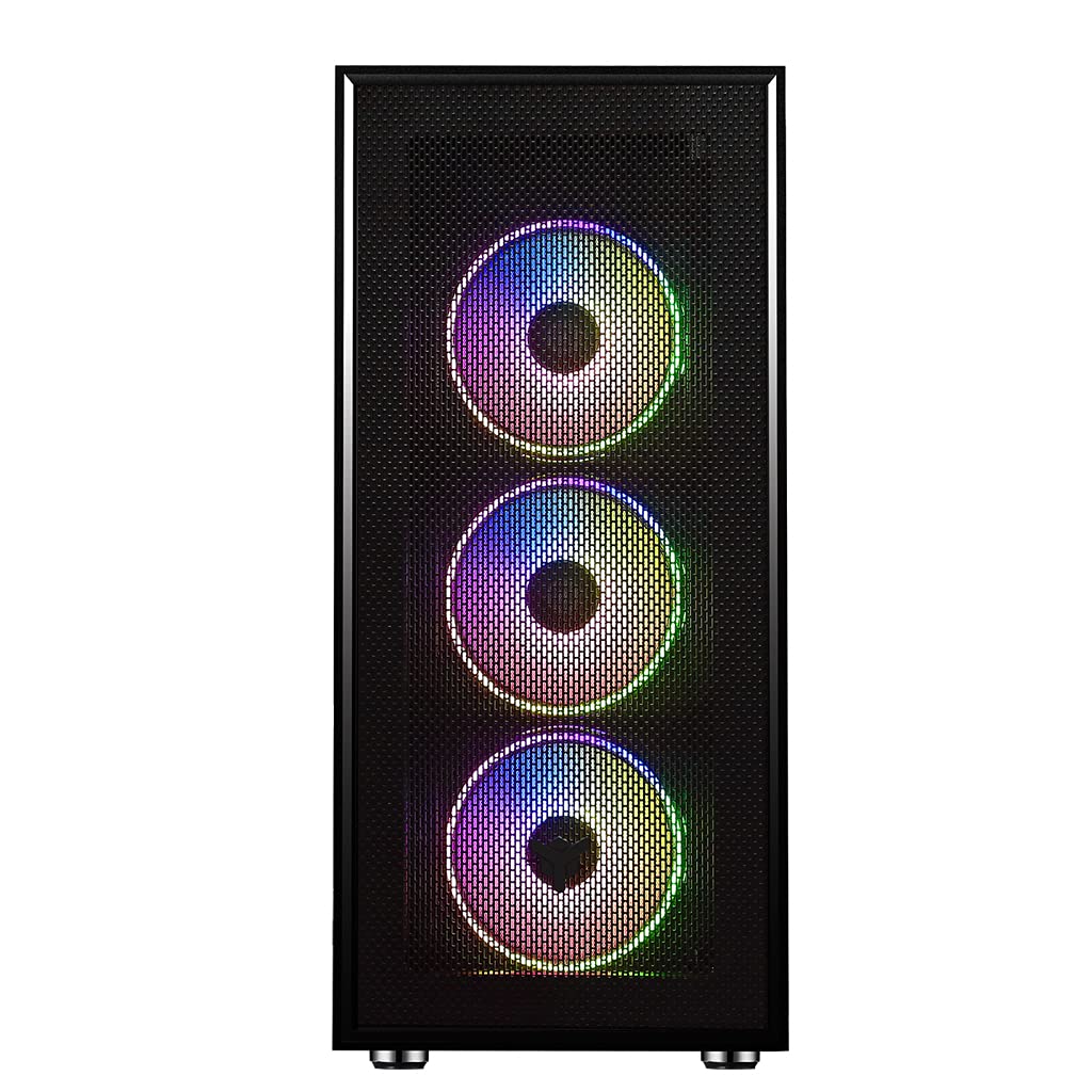 Itek VERTIBRA H210 - Case PC Gaming Middle Tower, Ventole ARGB 4x12cm predisposto fino a 6 ventole, 2xUSB3, frontale traforato e Pannello laterale in vetro temprato, Nero