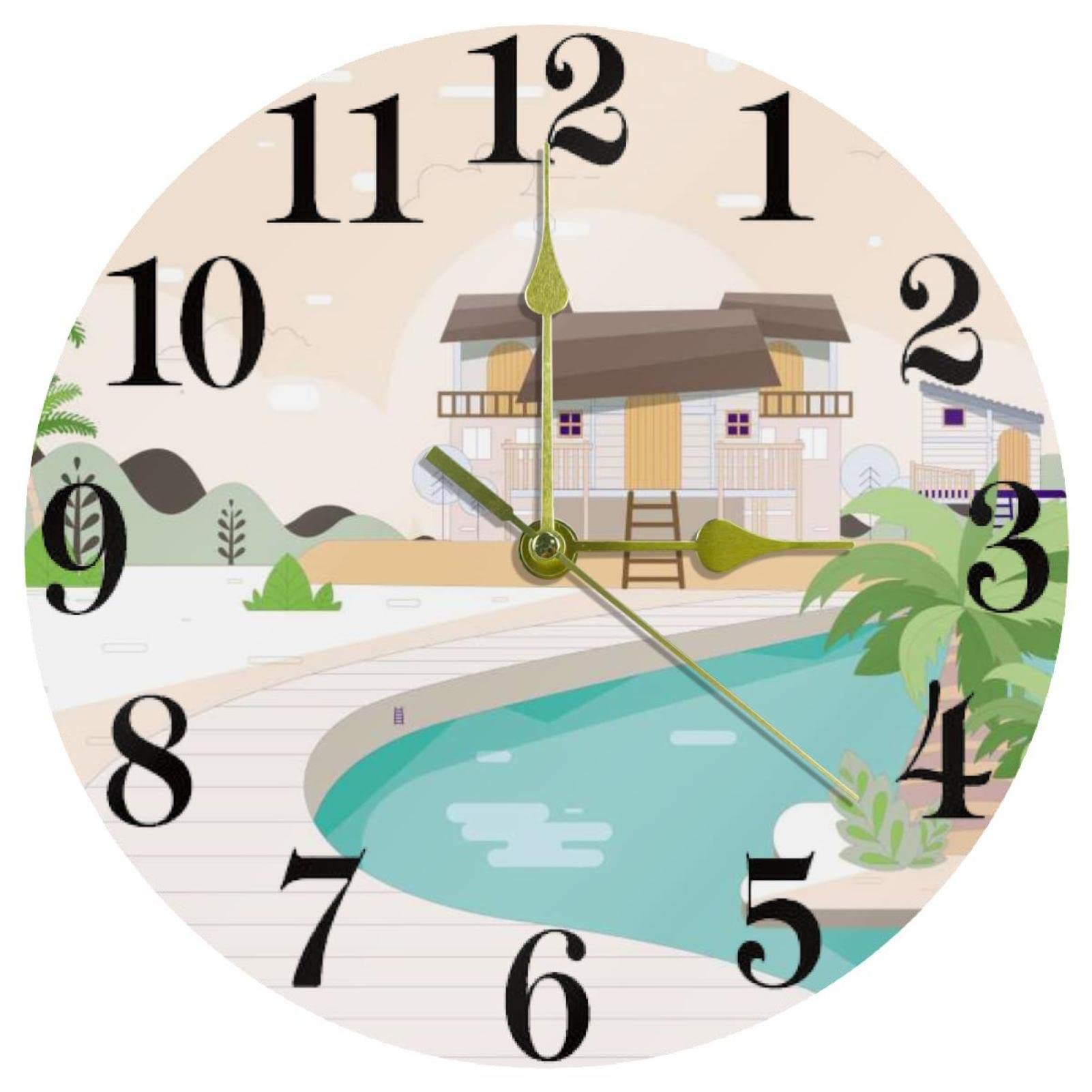 Horloge murale plage 25cm à quartz silencieuse pour décorer la cuisine